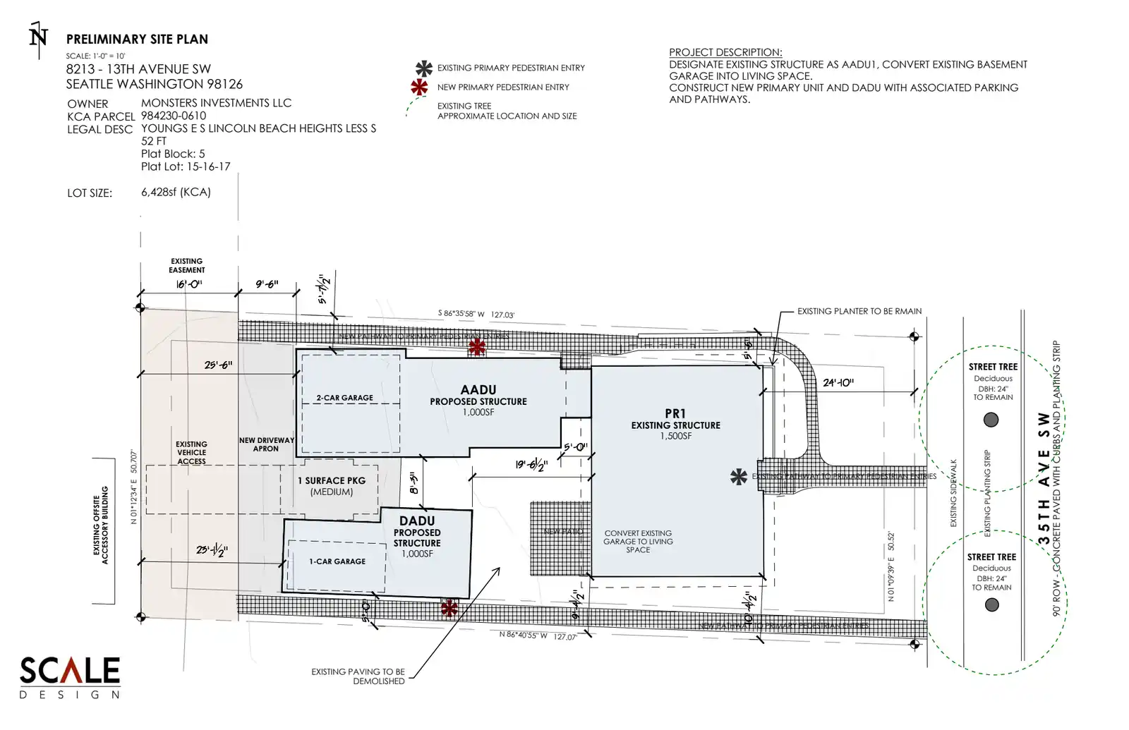 Site plan for 8213 35th Ave SW