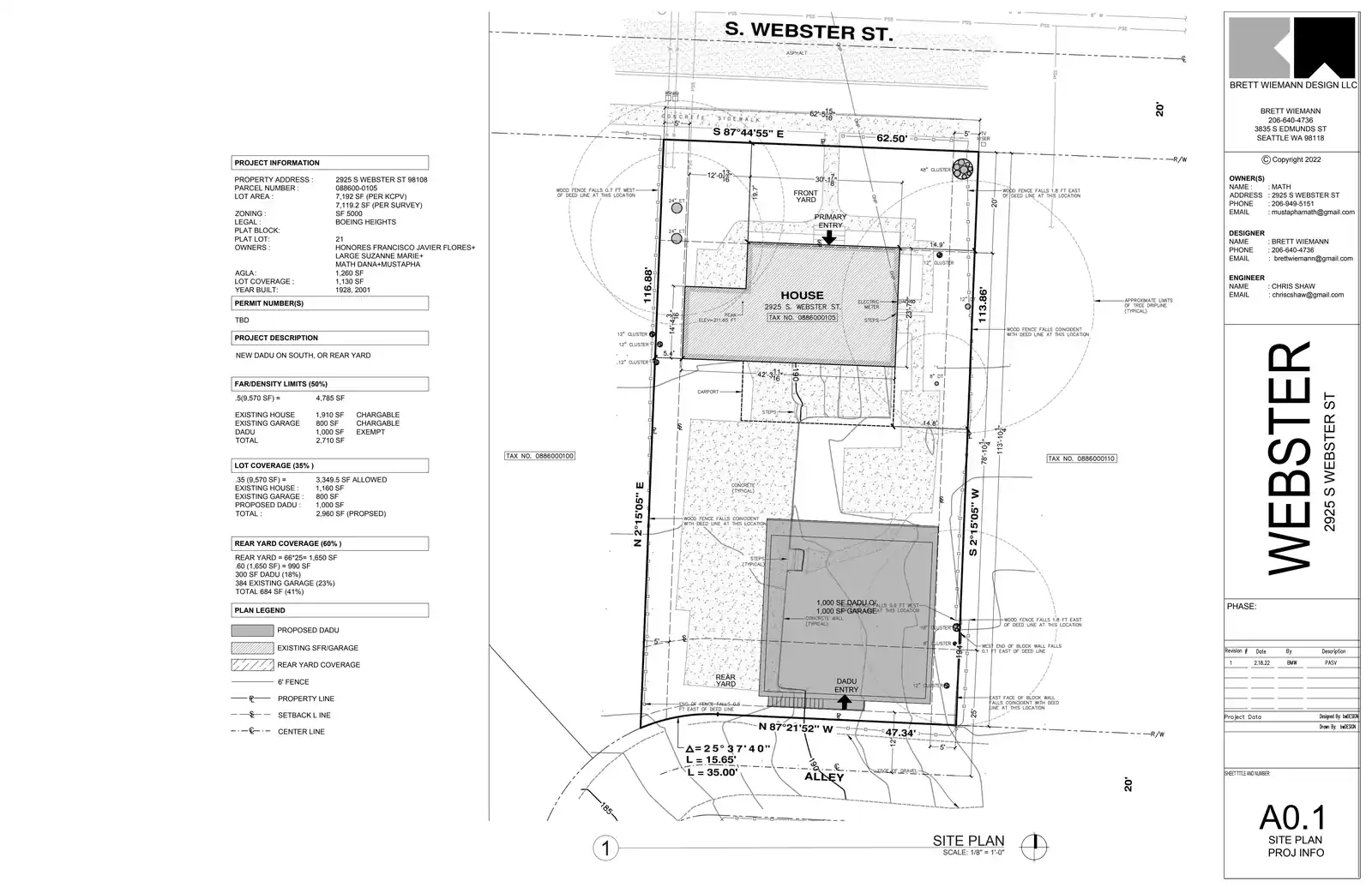 Site plan for 2925 S Webster St