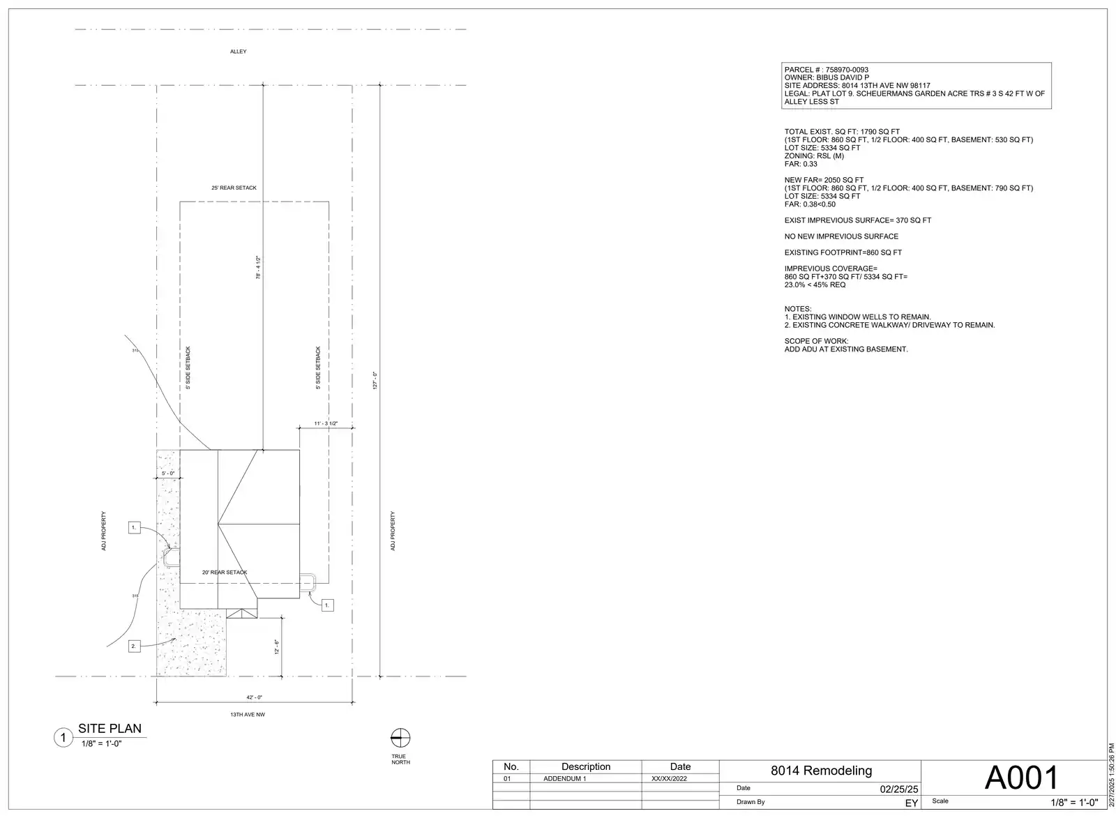 Site plan for 8014 13th Ave NW