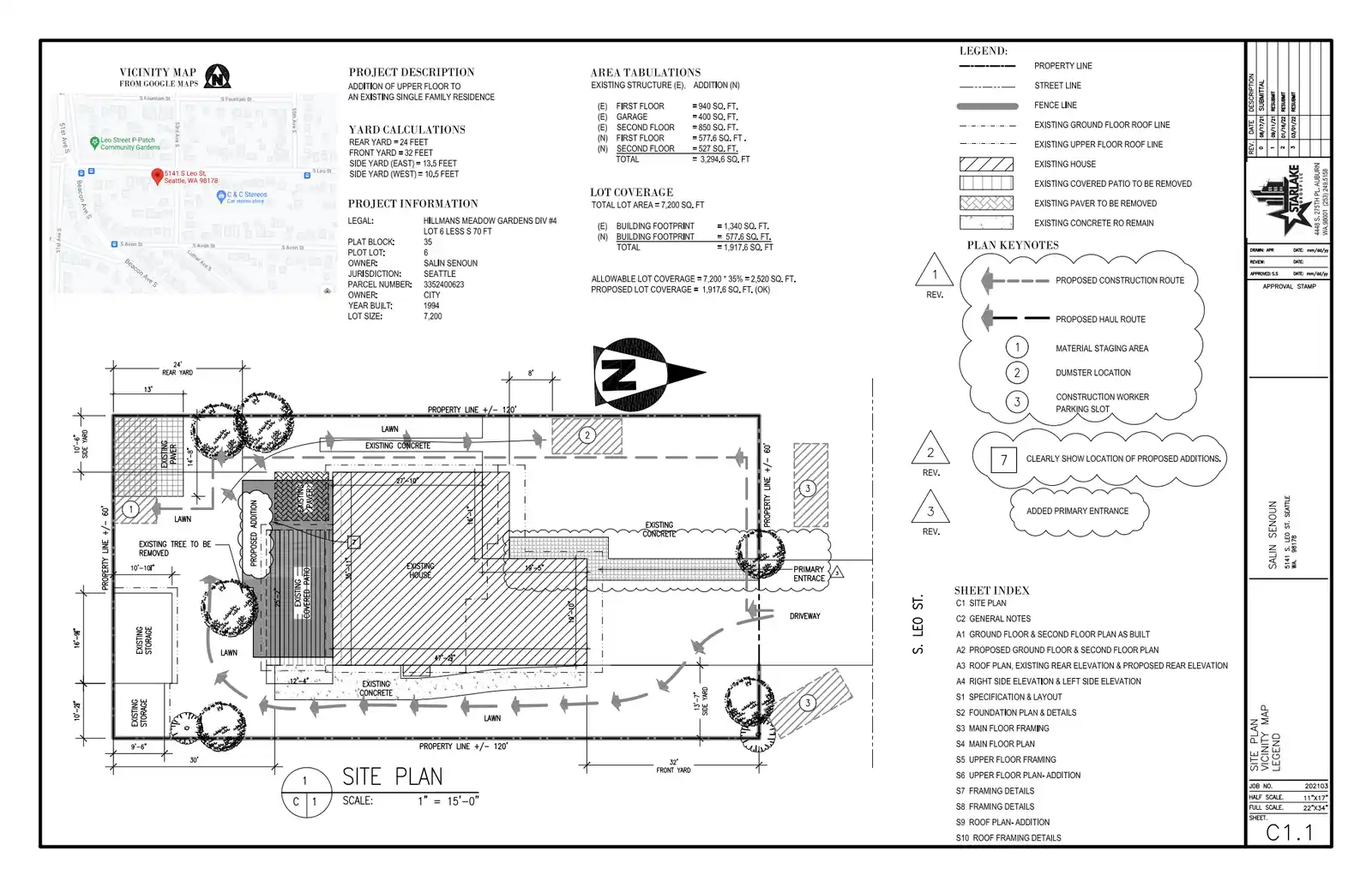 Site plan for 5141 S Leo St