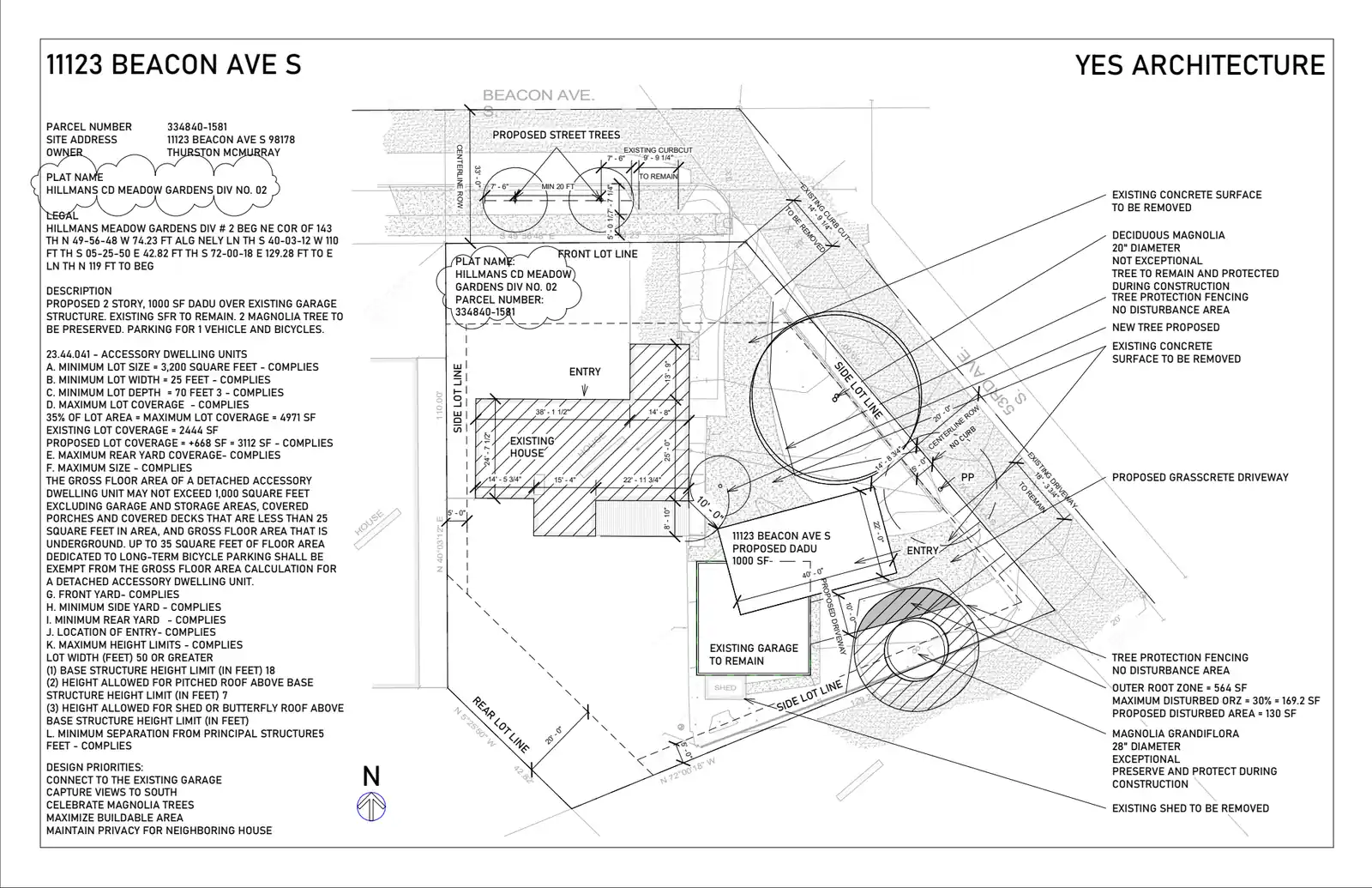 Site plan for 11123 Beacon Ave S