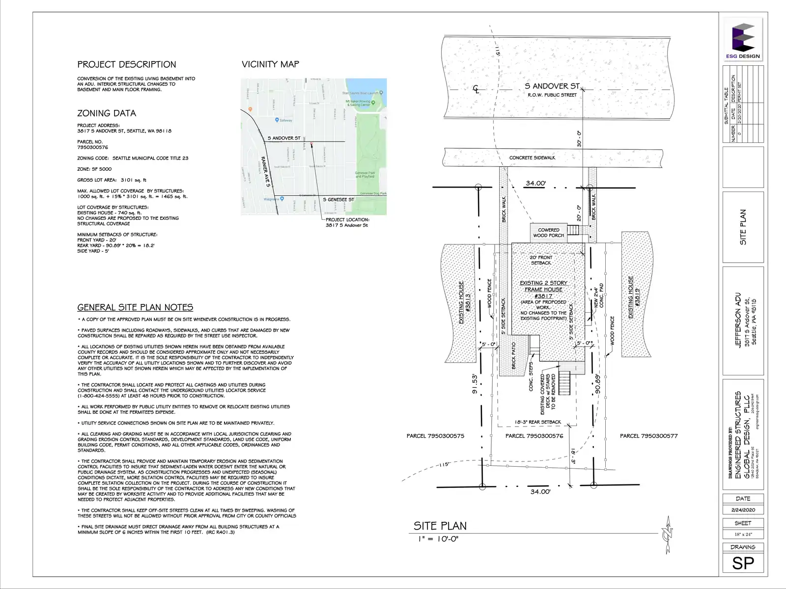 Site plan for 3817 S Andover St