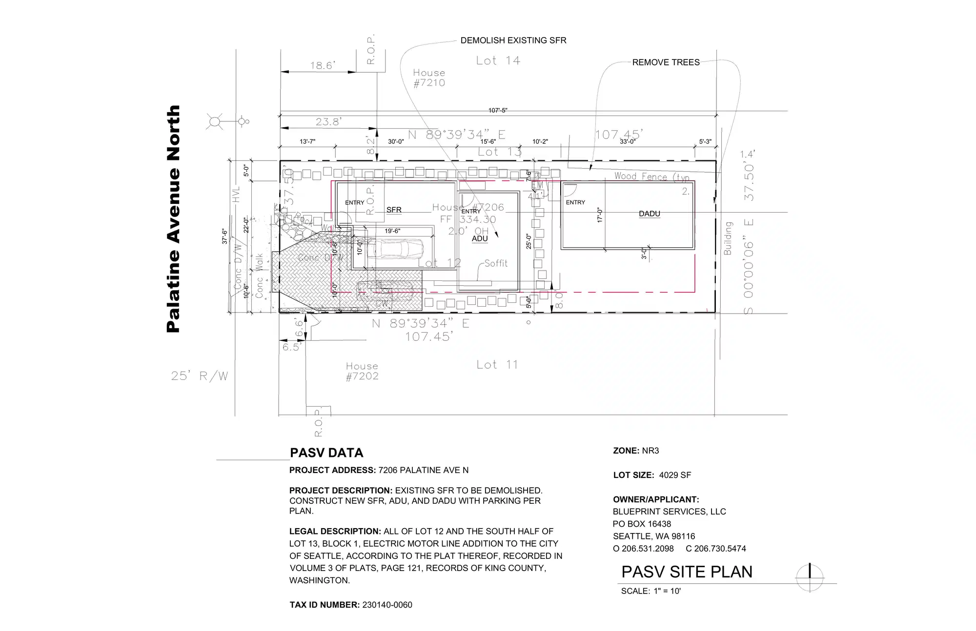Site plan for 7206 Palatine Ave N
