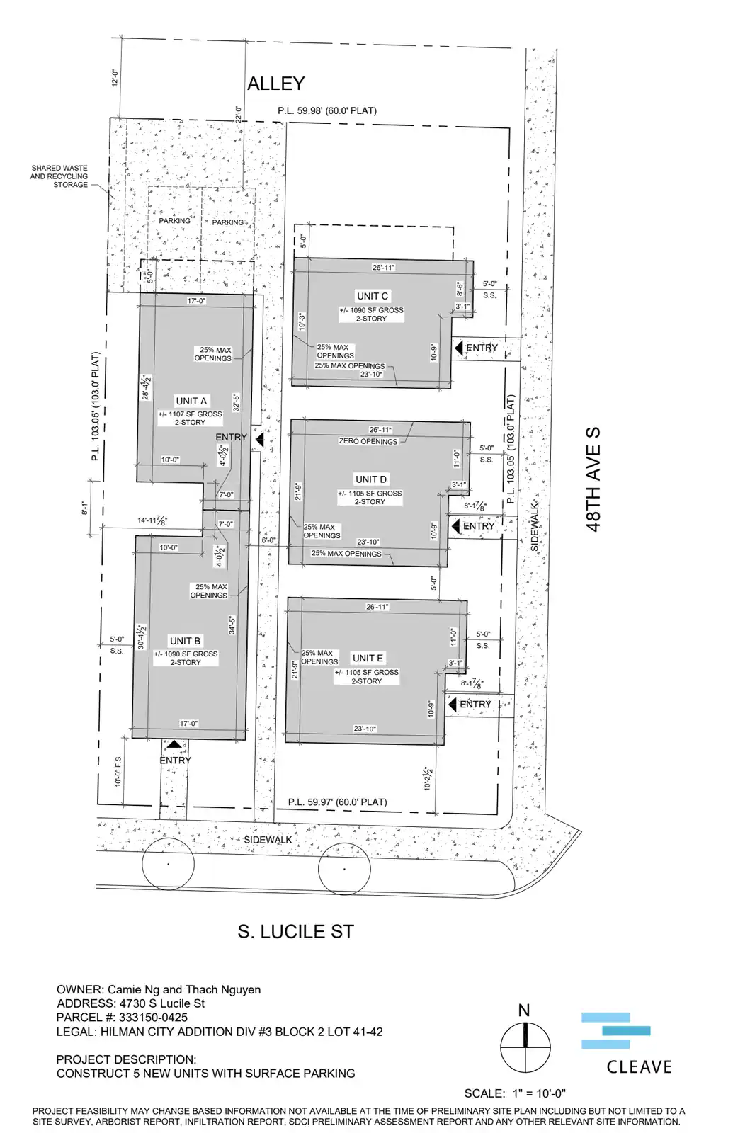 Site plan for 4730 S Lucile St