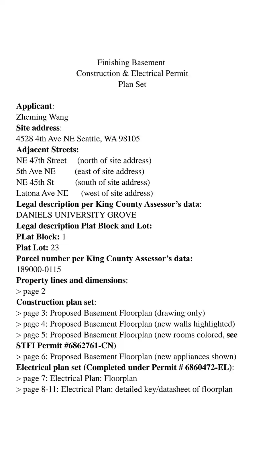 Site plan for 4528 4th Ave NE