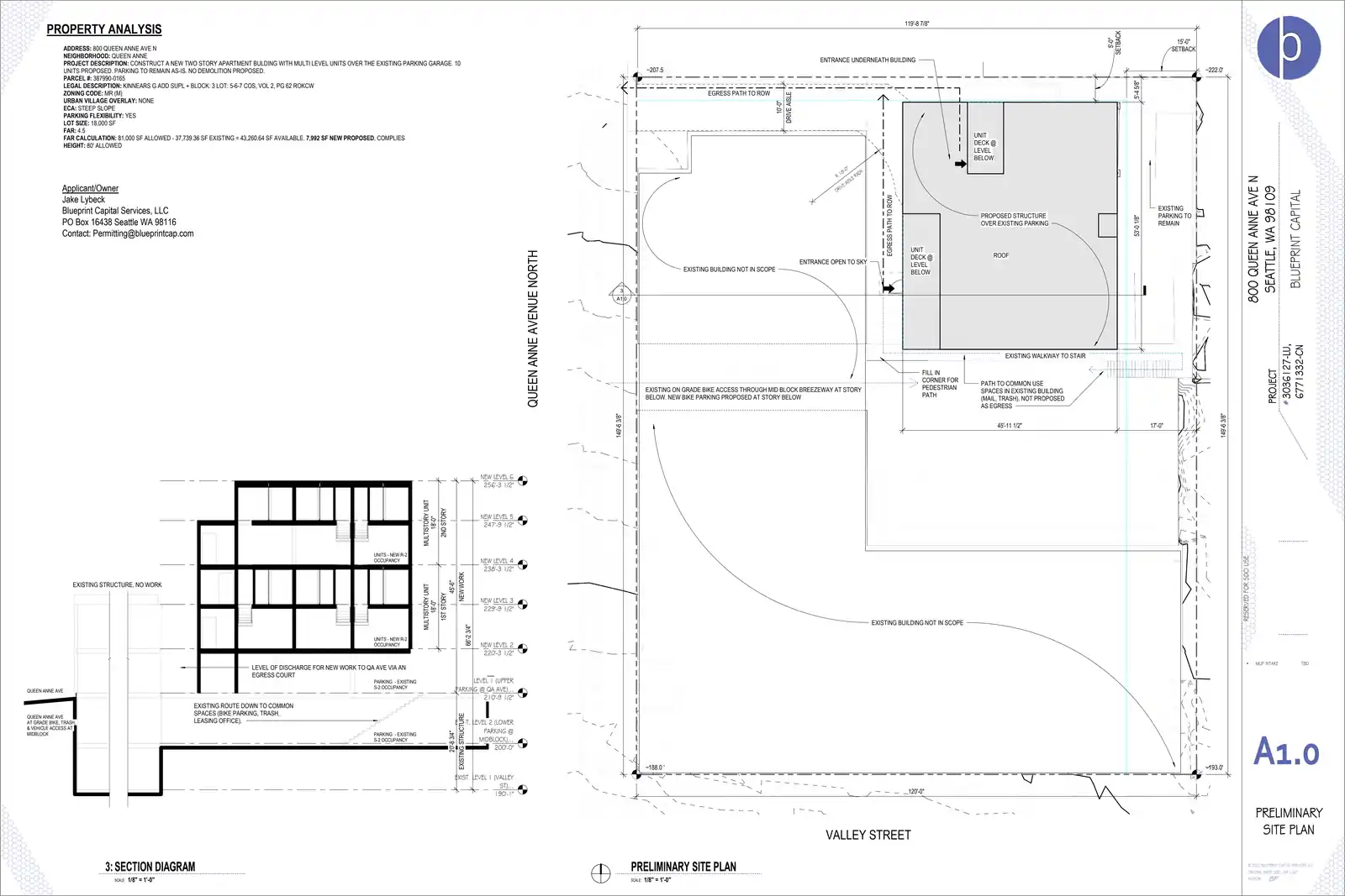 Site plan for 800 Queen Anne Ave N
