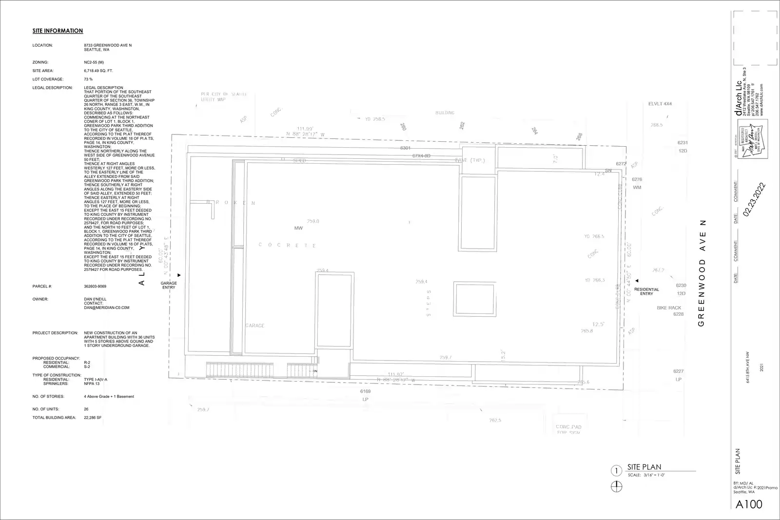Site plan for 8733 Greenwood Ave N