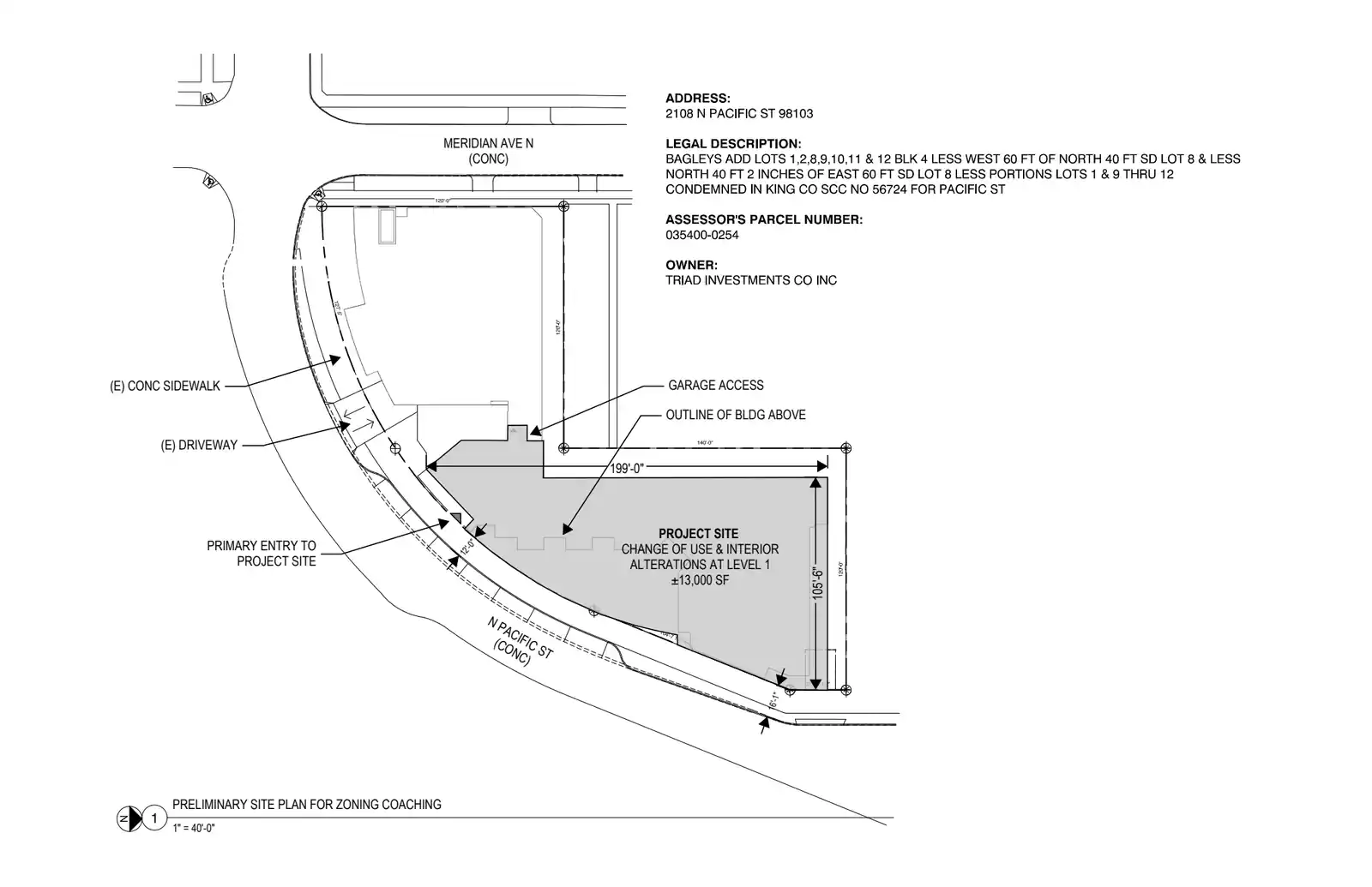 Site plan for 2108 N Pacific St