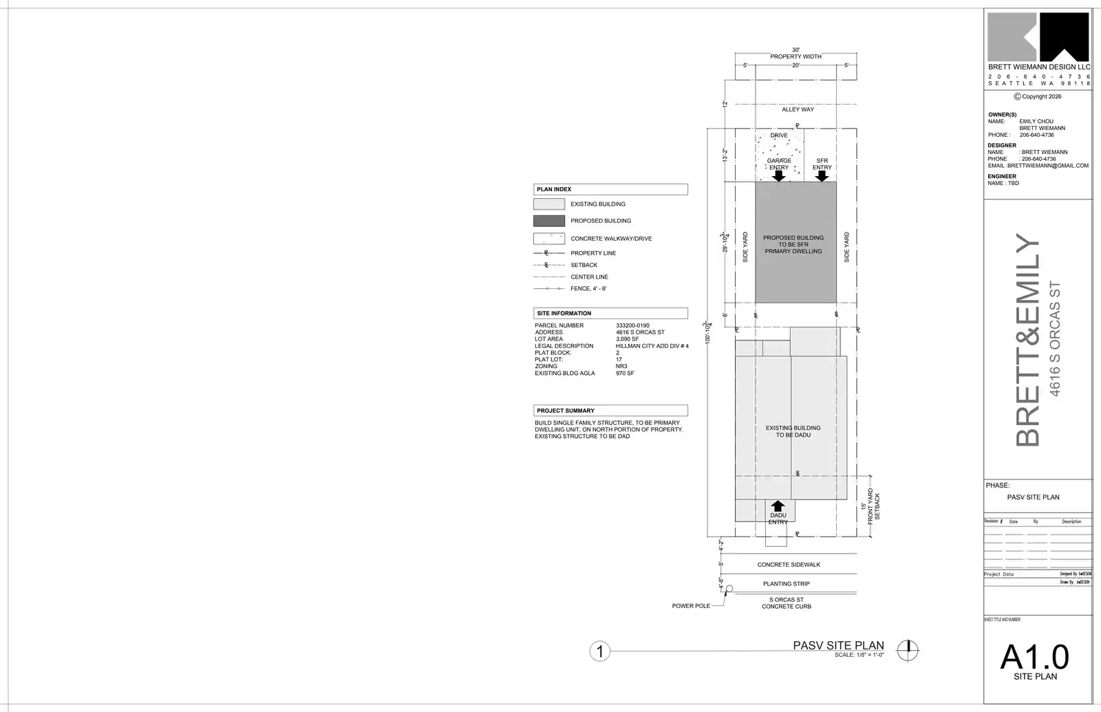 Site plan for 4616 S Orcas St