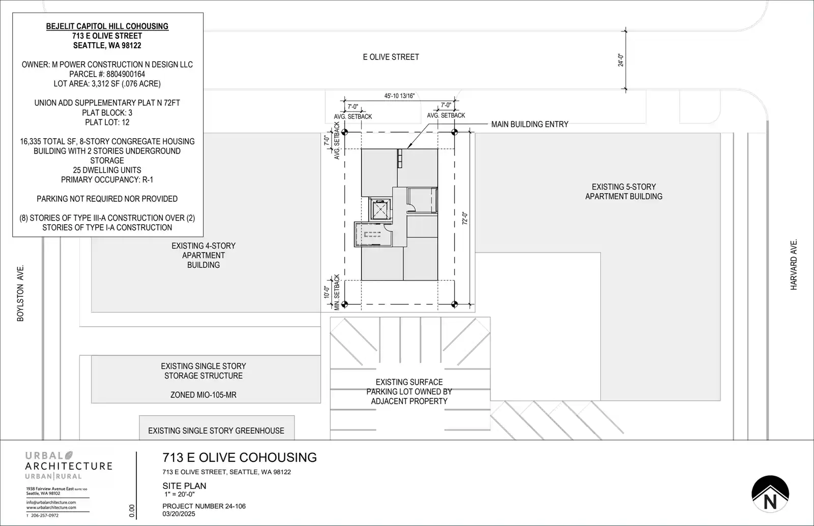 Site plan for 713 E Olive St
