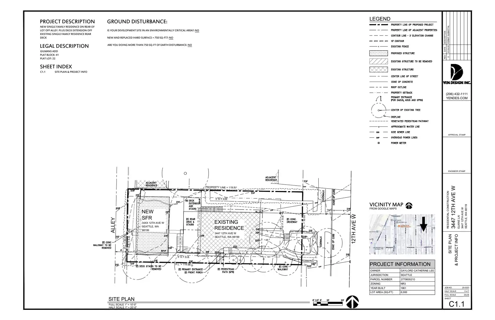 Site plan for 3447 12th Ave W