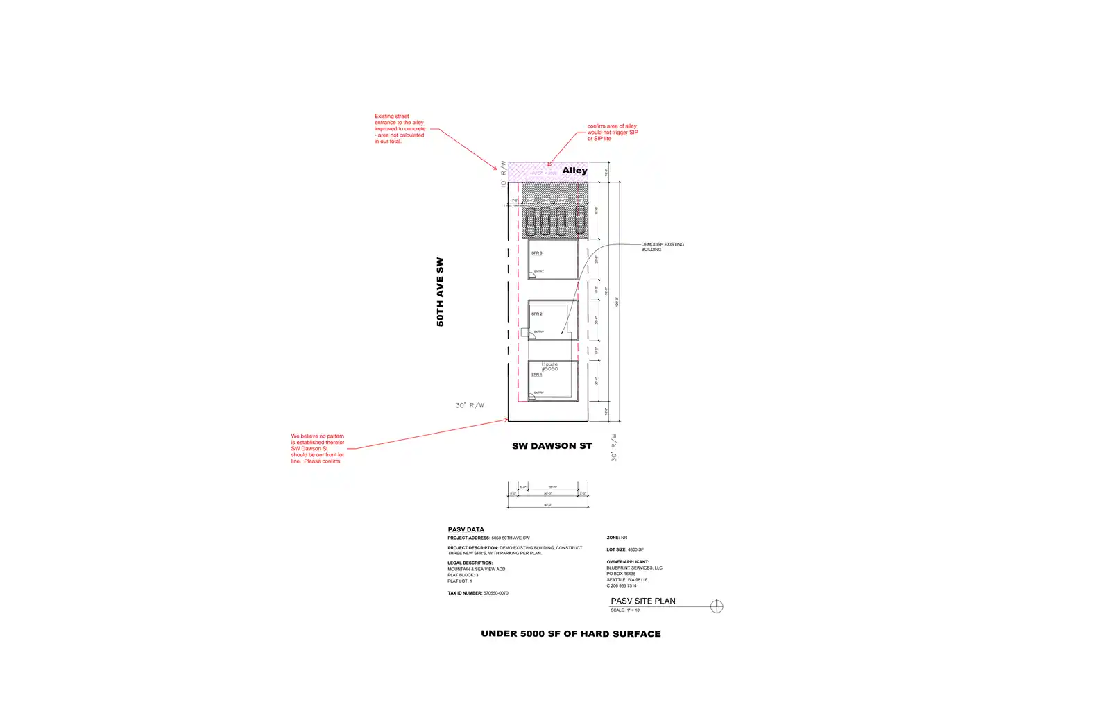 Site plan for 5050 50th Ave SW
