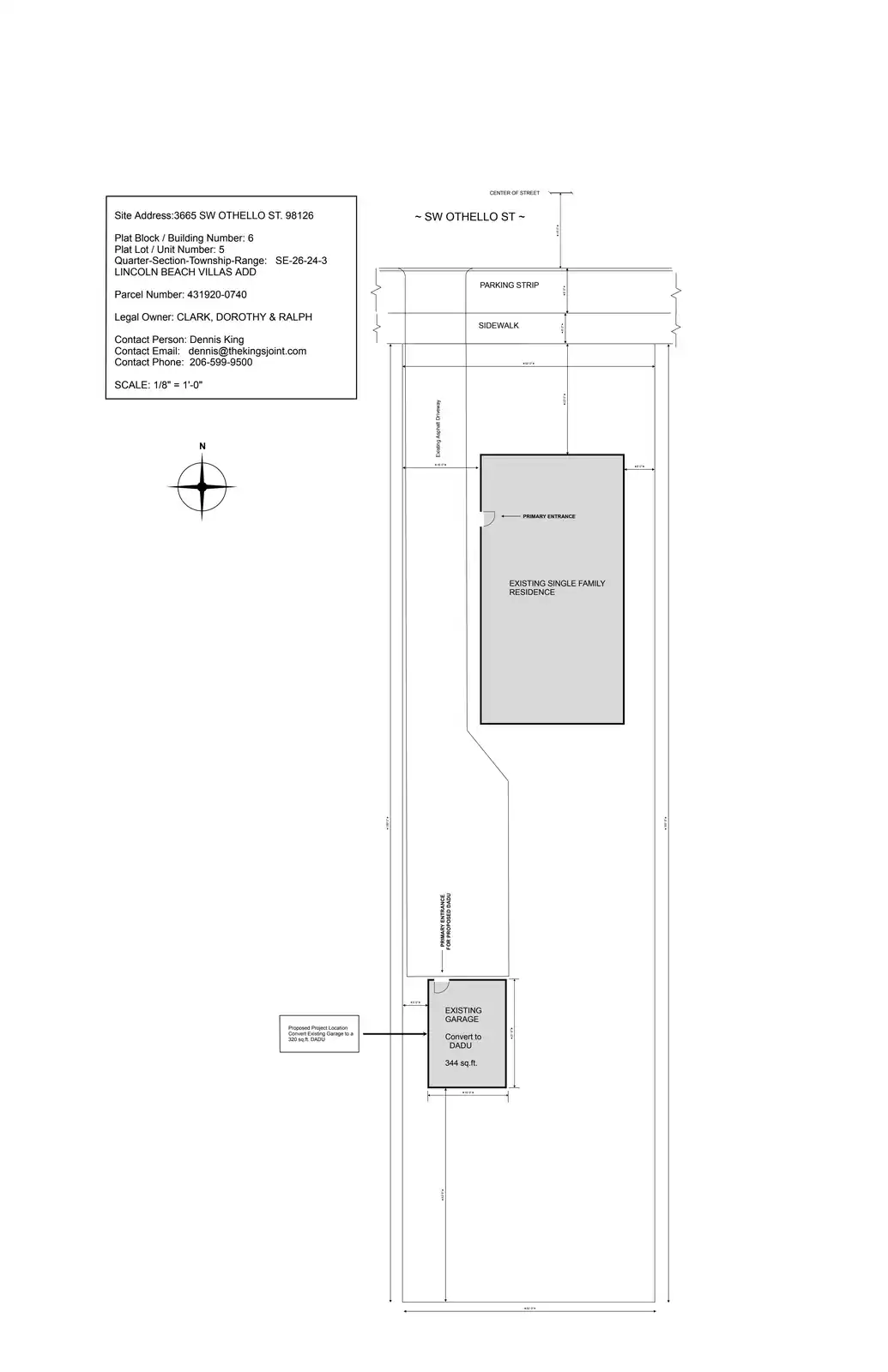 Site plan for 3665 SW Othello St