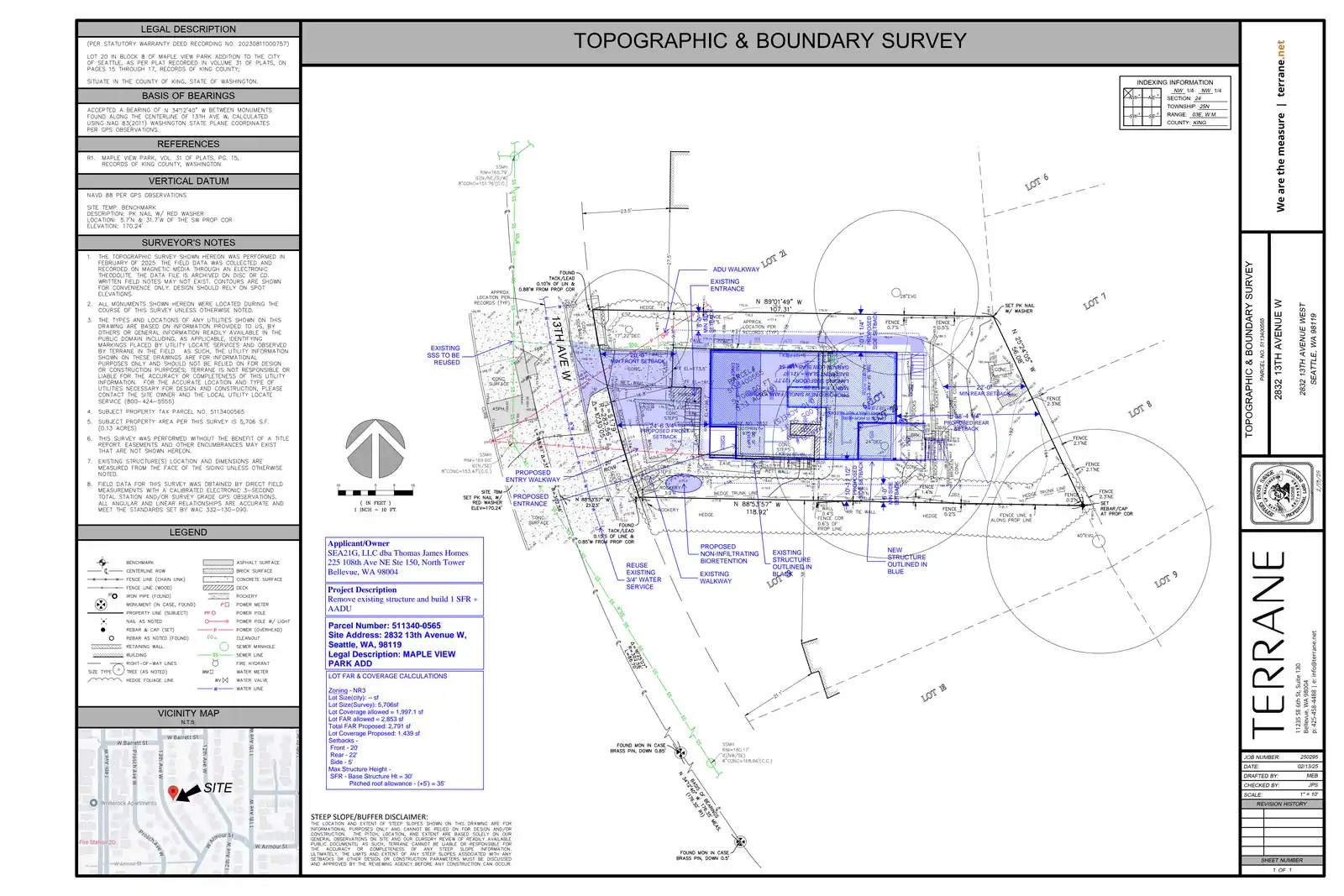 Site plan for 2832 13th Ave W