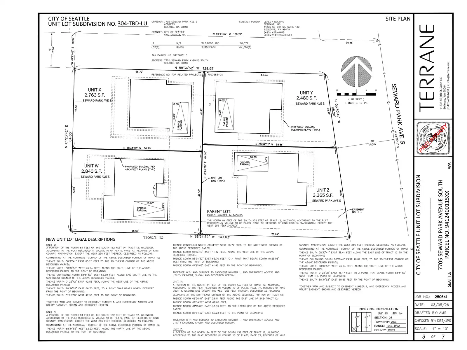 Site plan for 7705 Seward Park Ave S