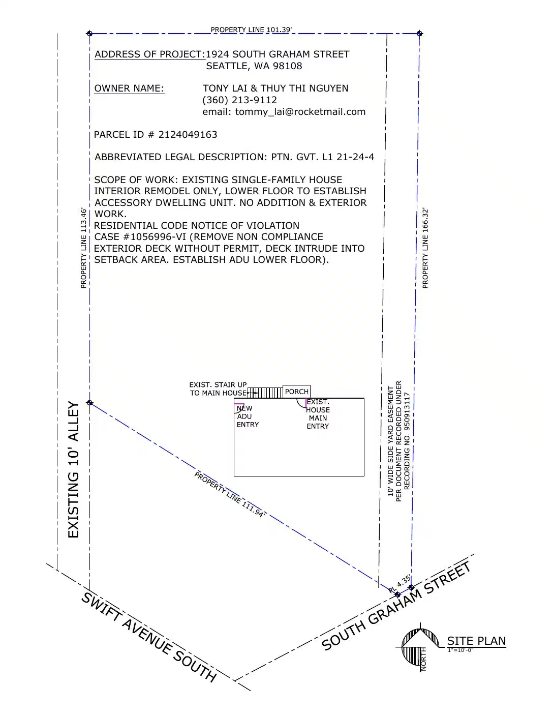 Site plan for 1924 S Graham St