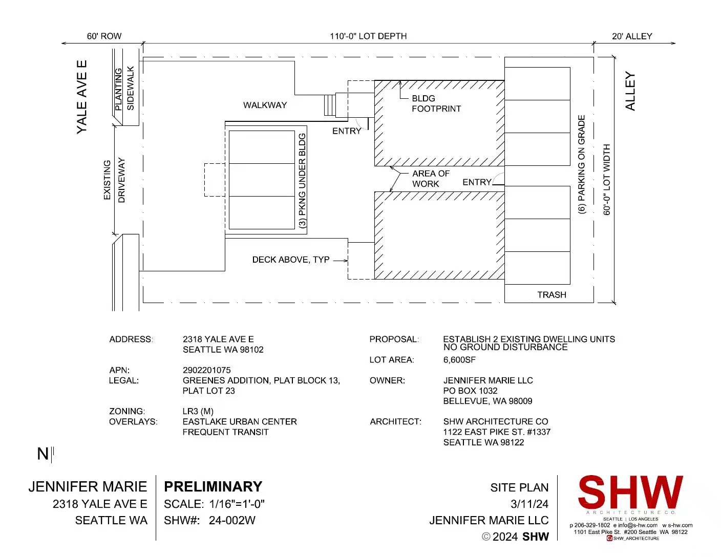 Site plan for 2318 Yale Ave E