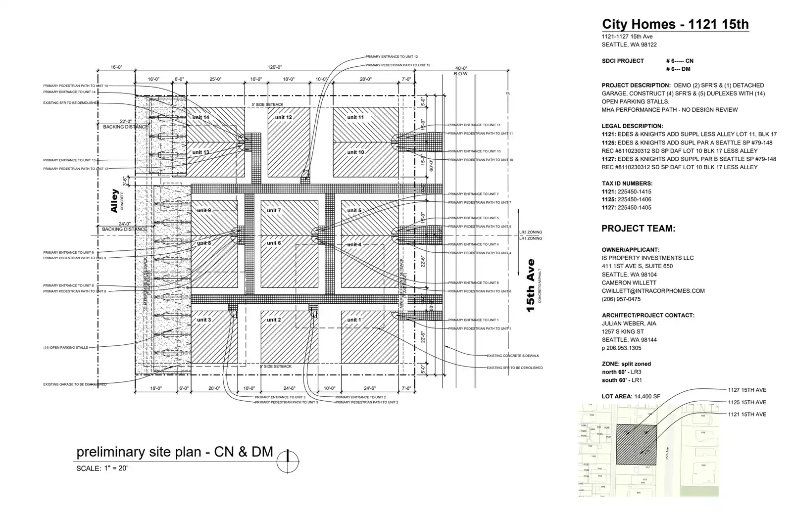 Site plan for 1121 15th Ave