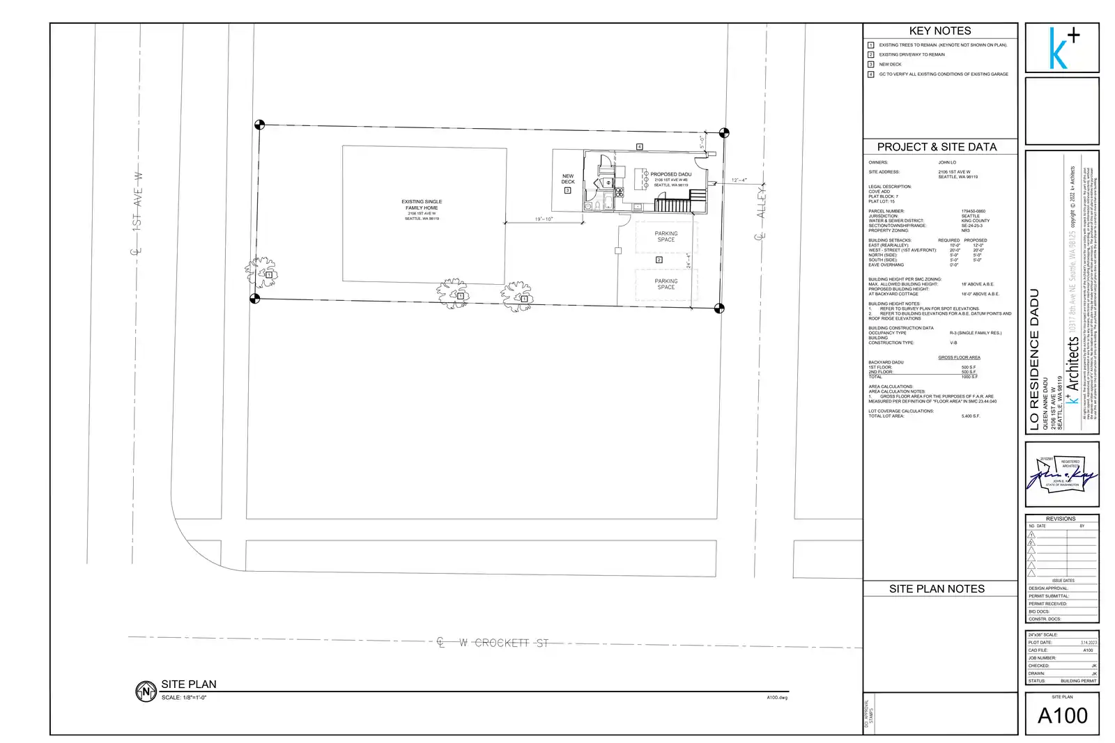 Site plan for 2106 B 1st Ave W