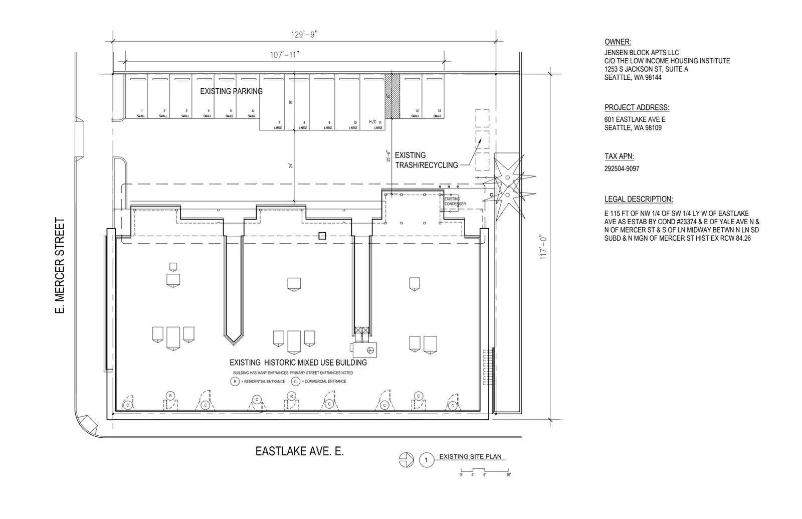 Site plan for 601 Eastlake Ave E