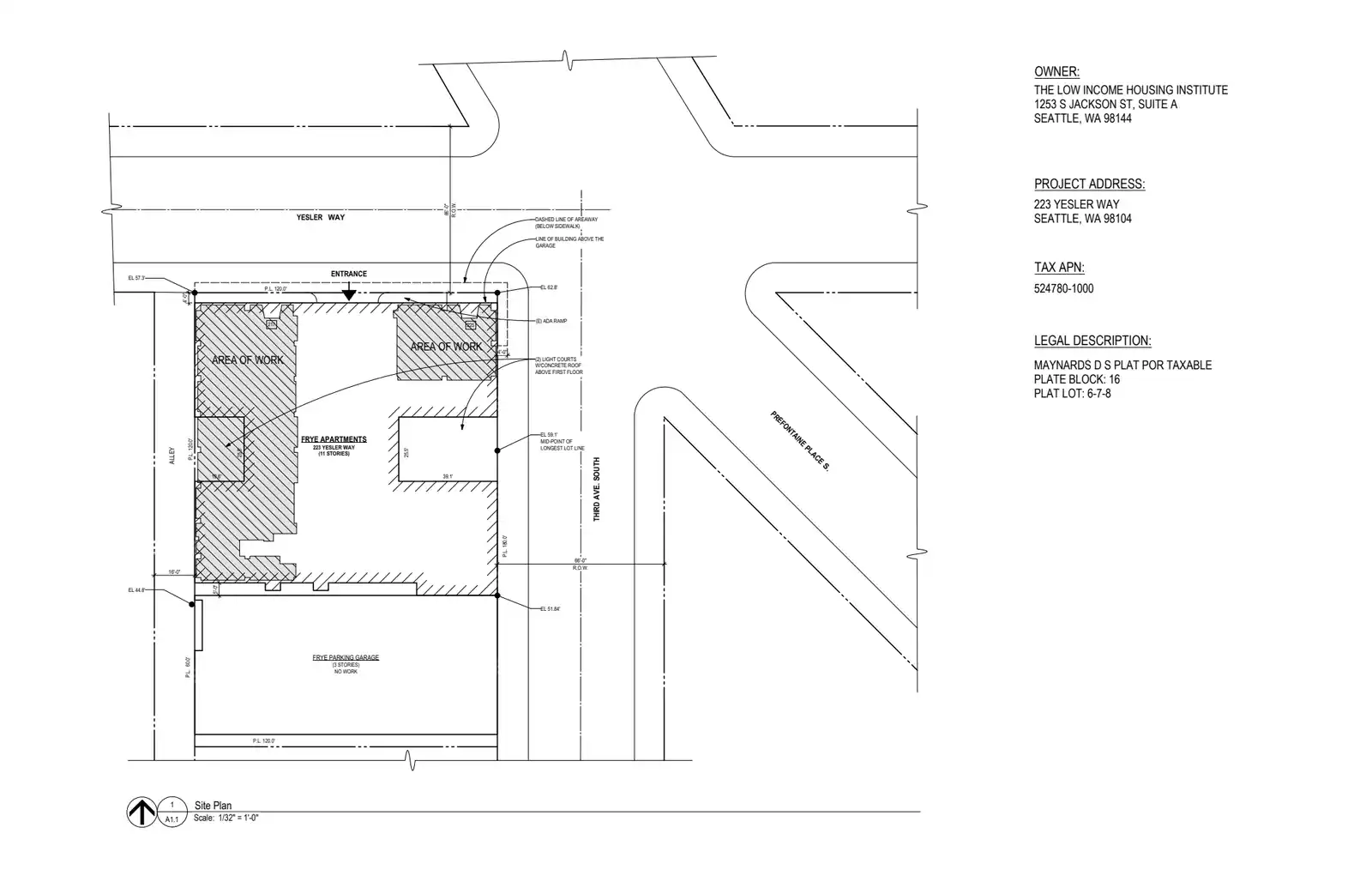 Site plan for 223 Yesler Way