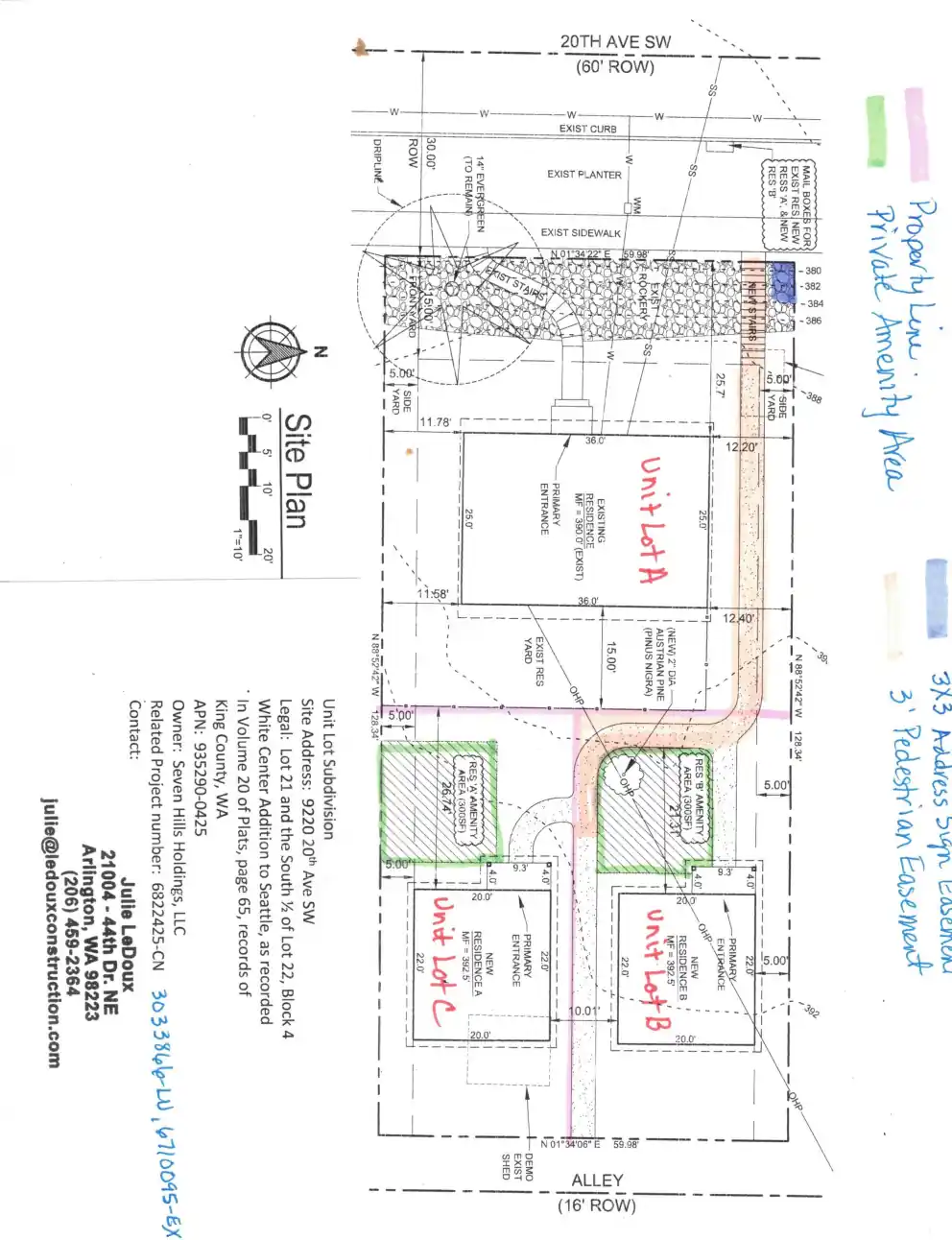 Site plan for 9220 20th Ave SW