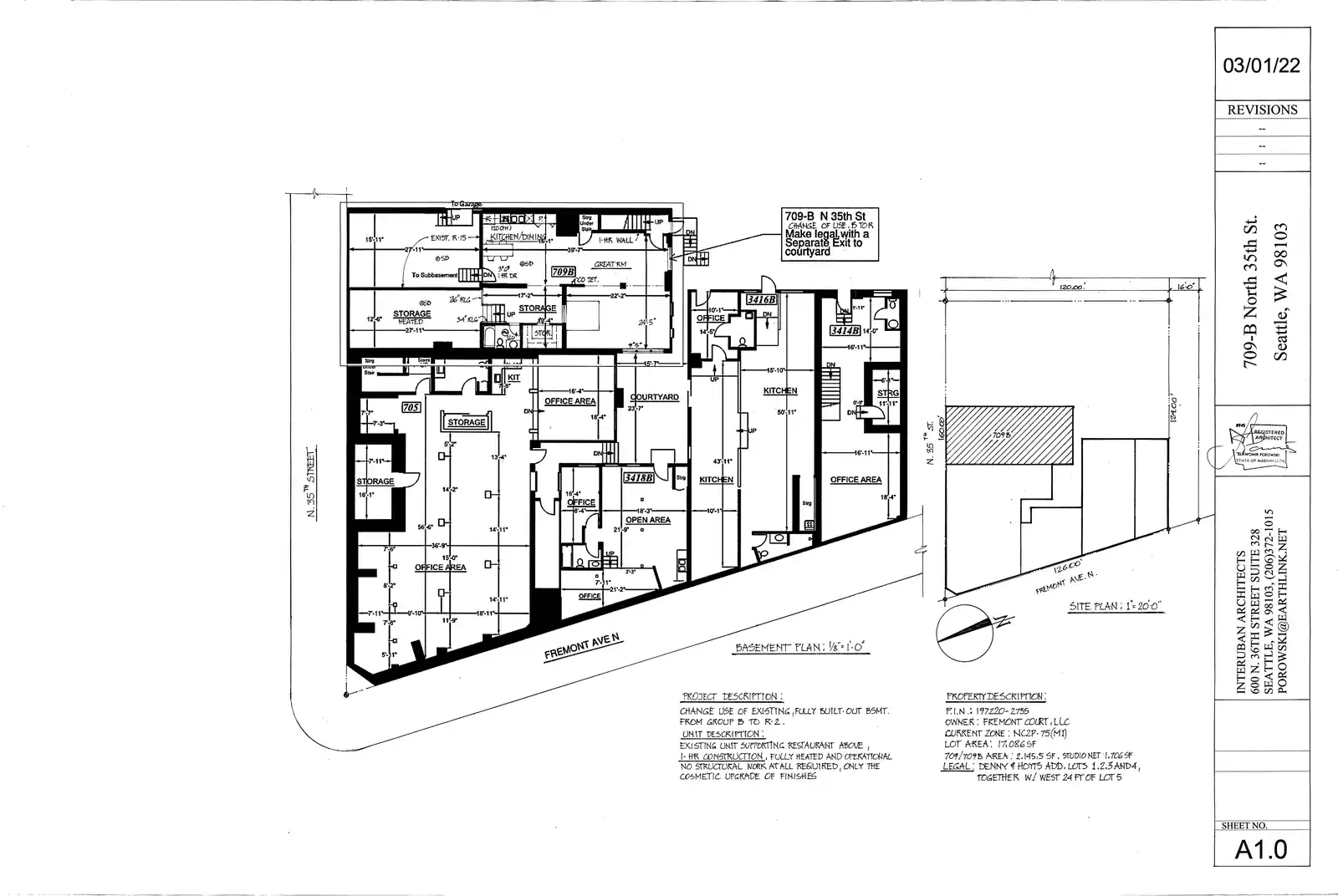 Site plan for 709 B N 35th St