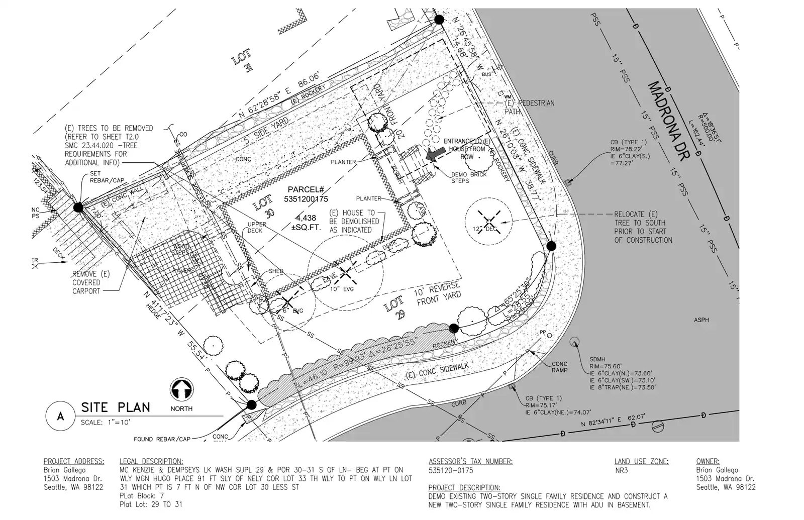 Site plan for 1503 Madrona Dr