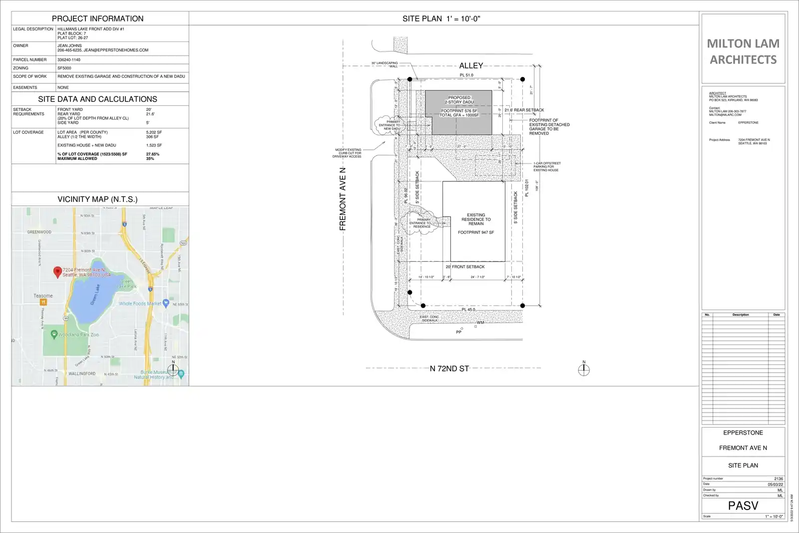 Site plan for 7204 Fremont Ave N