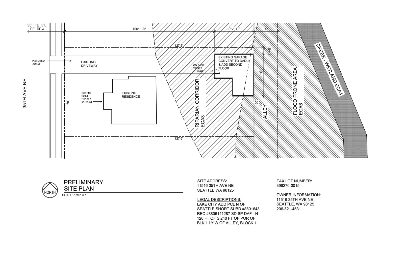 Site plan for 11518 35th Ave NE