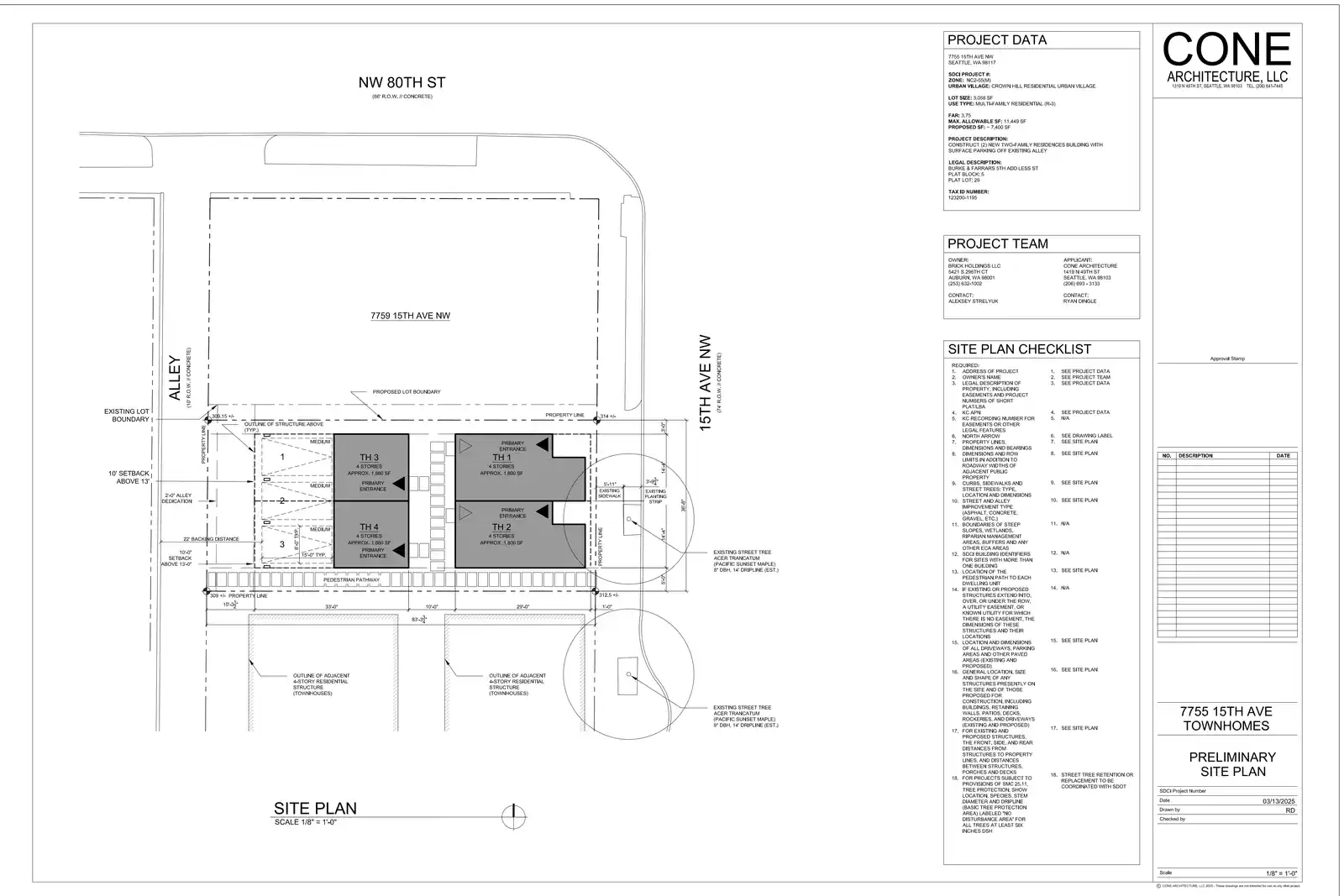 Site plan for 7755 15th Ave NW