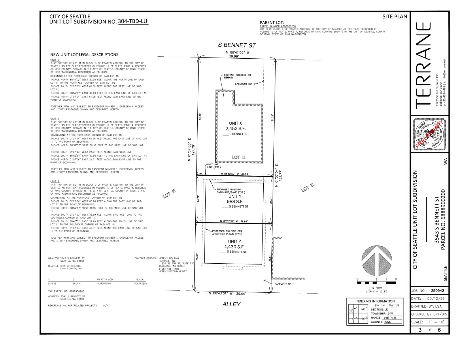 Site plan for 3543 S Bennett St