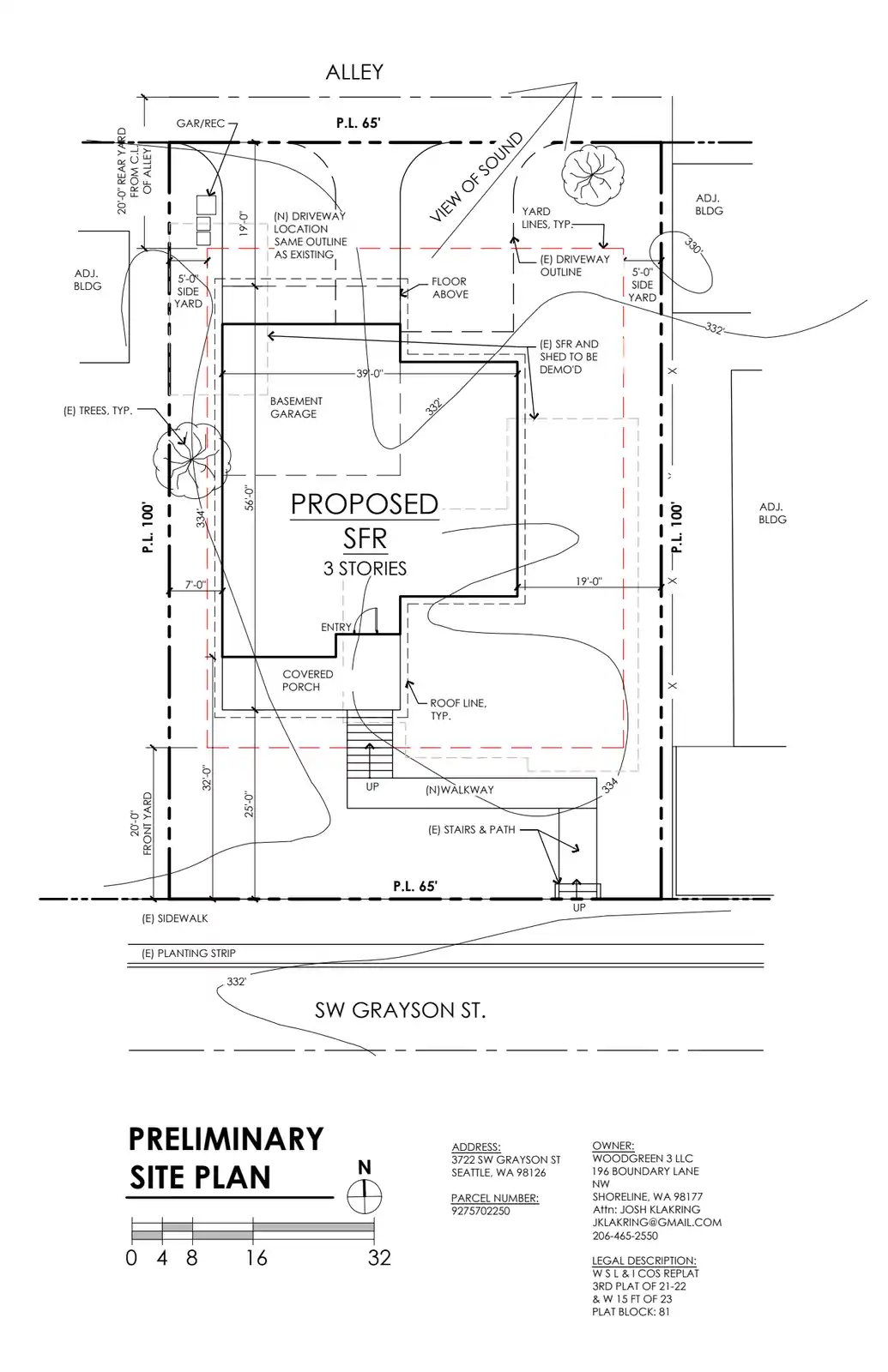 Site plan for 3722 SW Grayson St