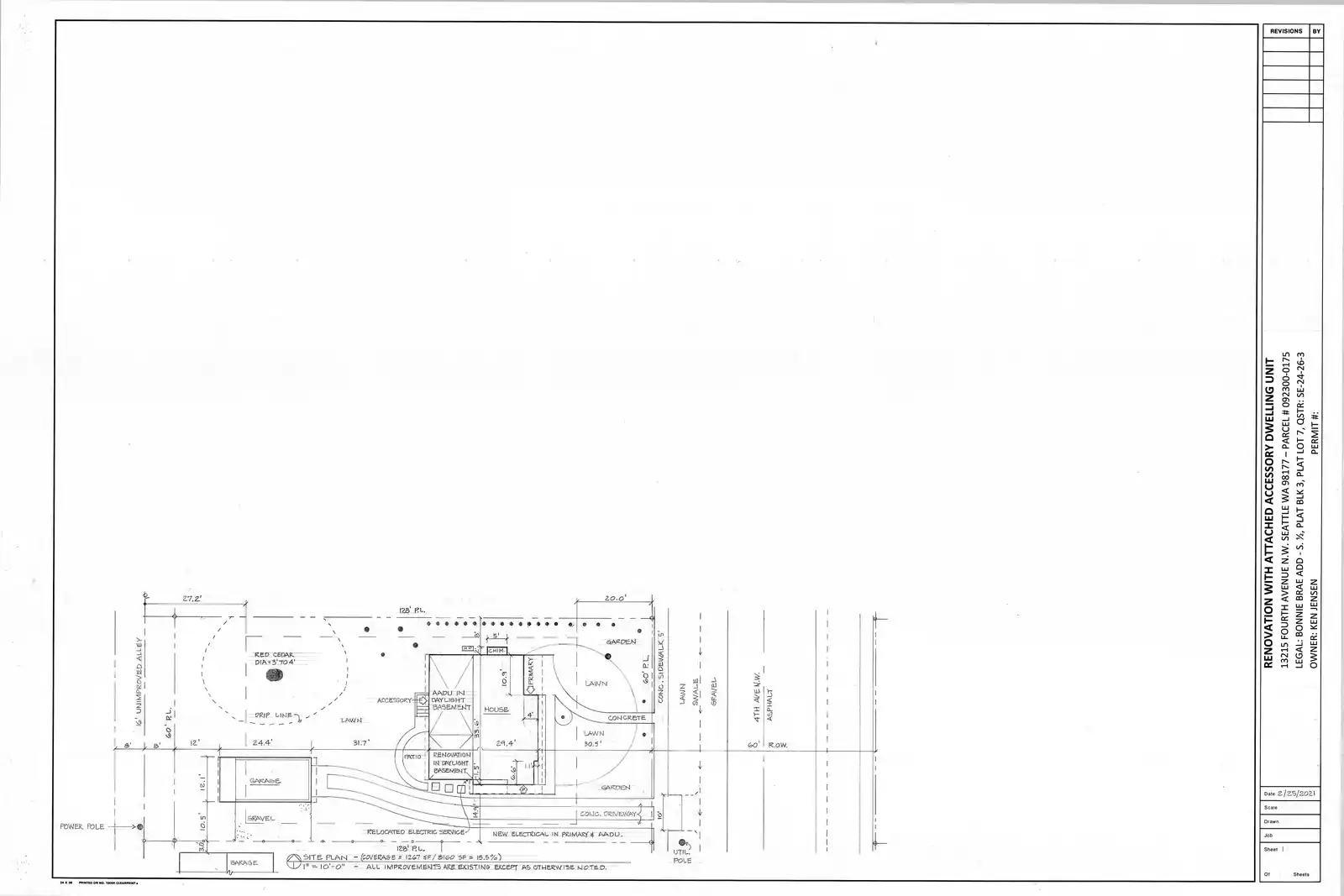Site plan for 13215 4th Ave NW