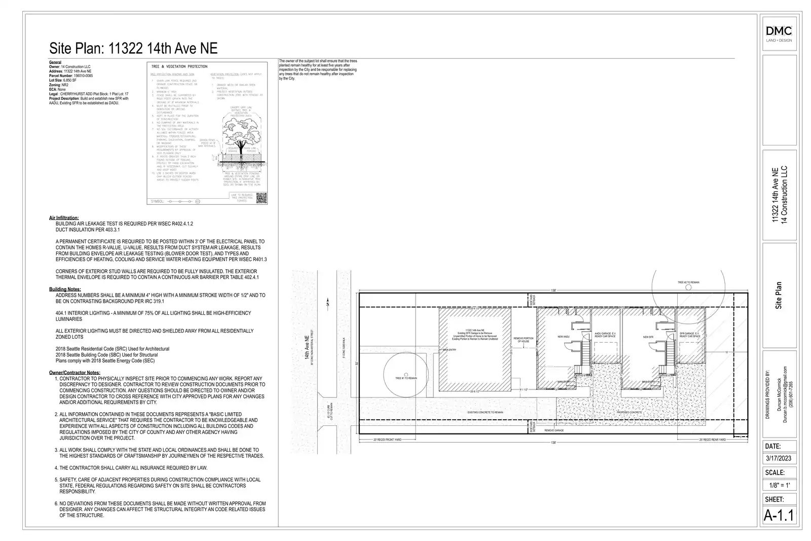 Site plan for 11320 14th Ave NE