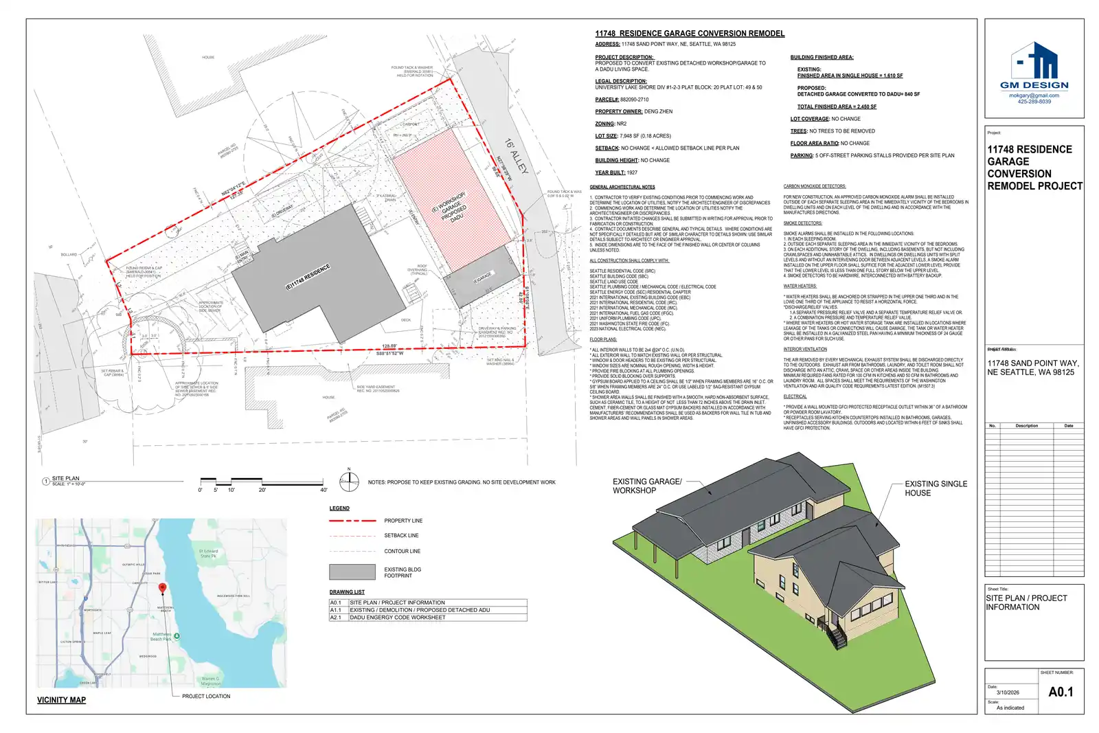 Site plan for 11748 Sand Point Way NE