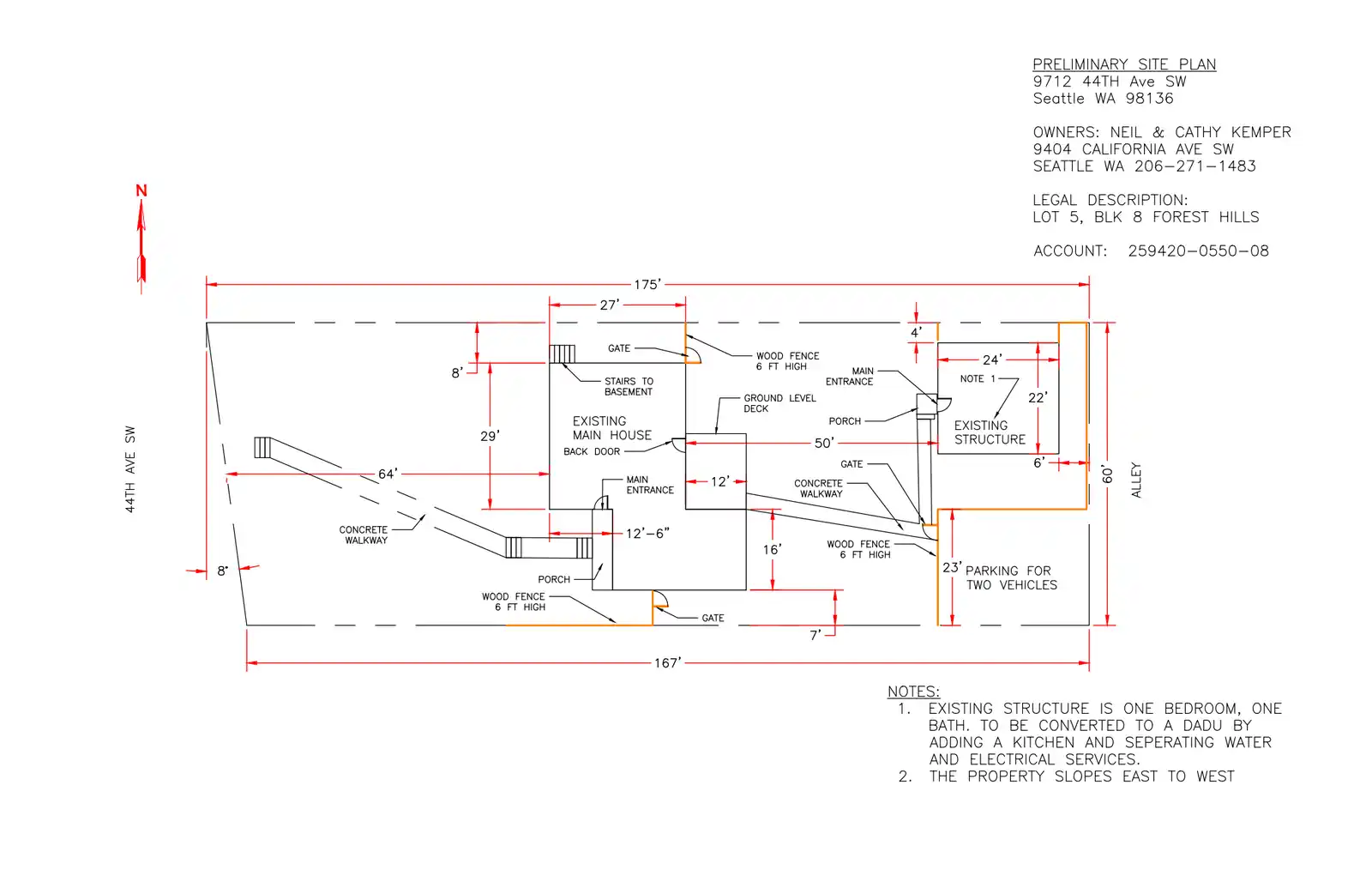 Site plan for 9712 44th Ave SW