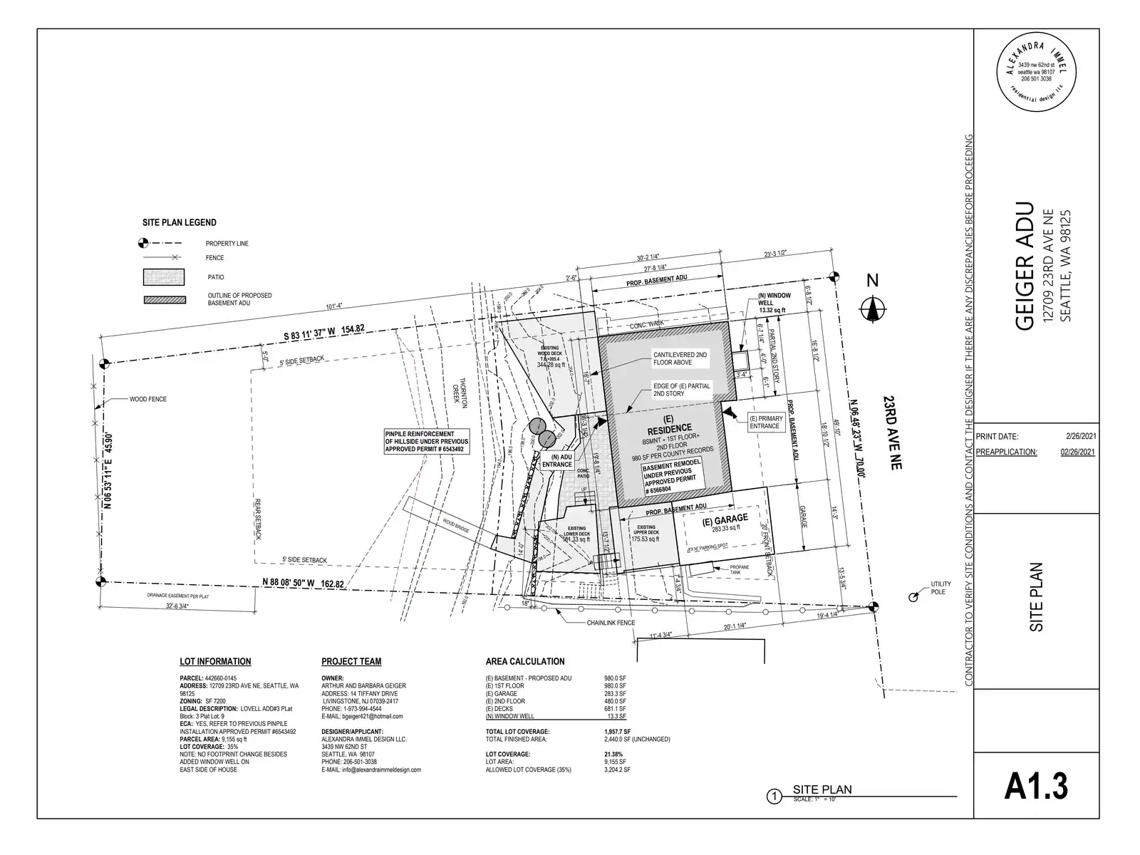 Site plan for 12709 23rd Ave NE