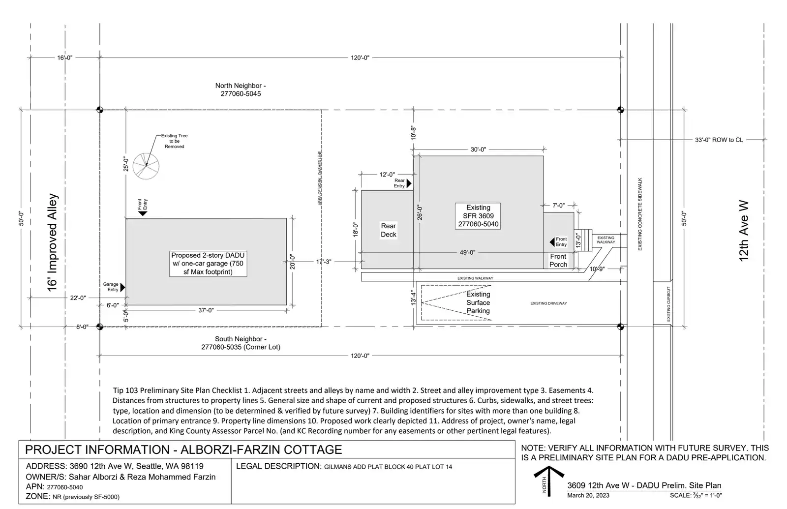 Site plan for 3609 12th Ave W
