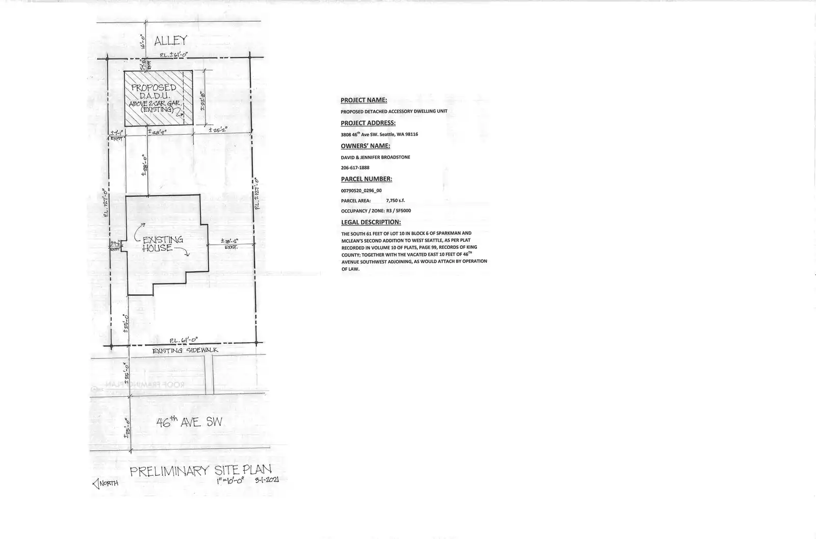Site plan for 3808 46th Ave SW