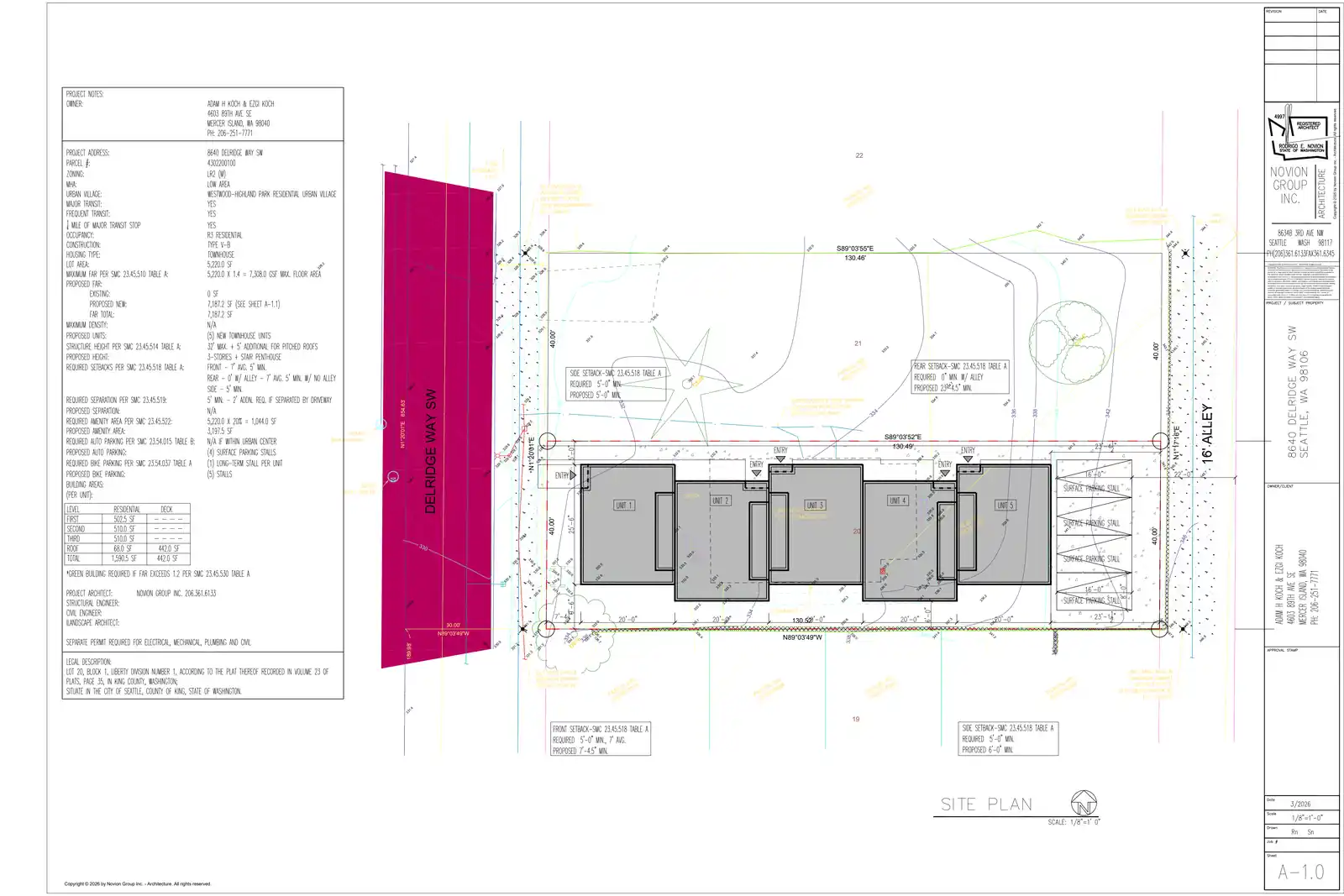 Site plan for 8640 Delridge Way SW