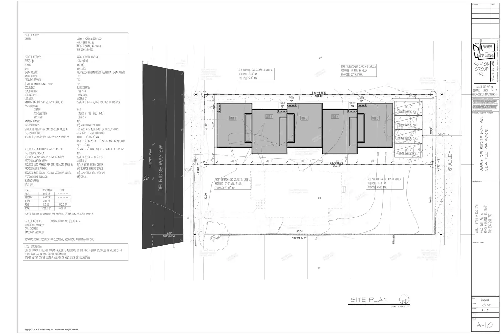 Site plan for 8636 Delridge Way SW