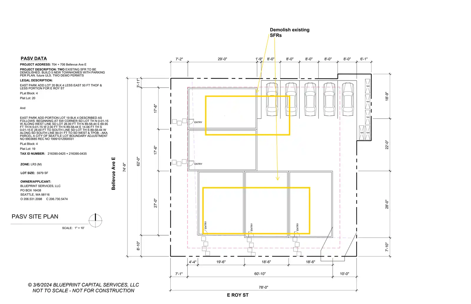 Site plan for 704 Bellevue Ave E