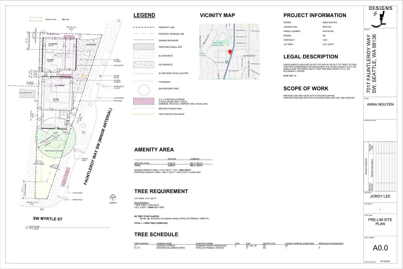 Site plan for 7017 Fauntleroy Way SW