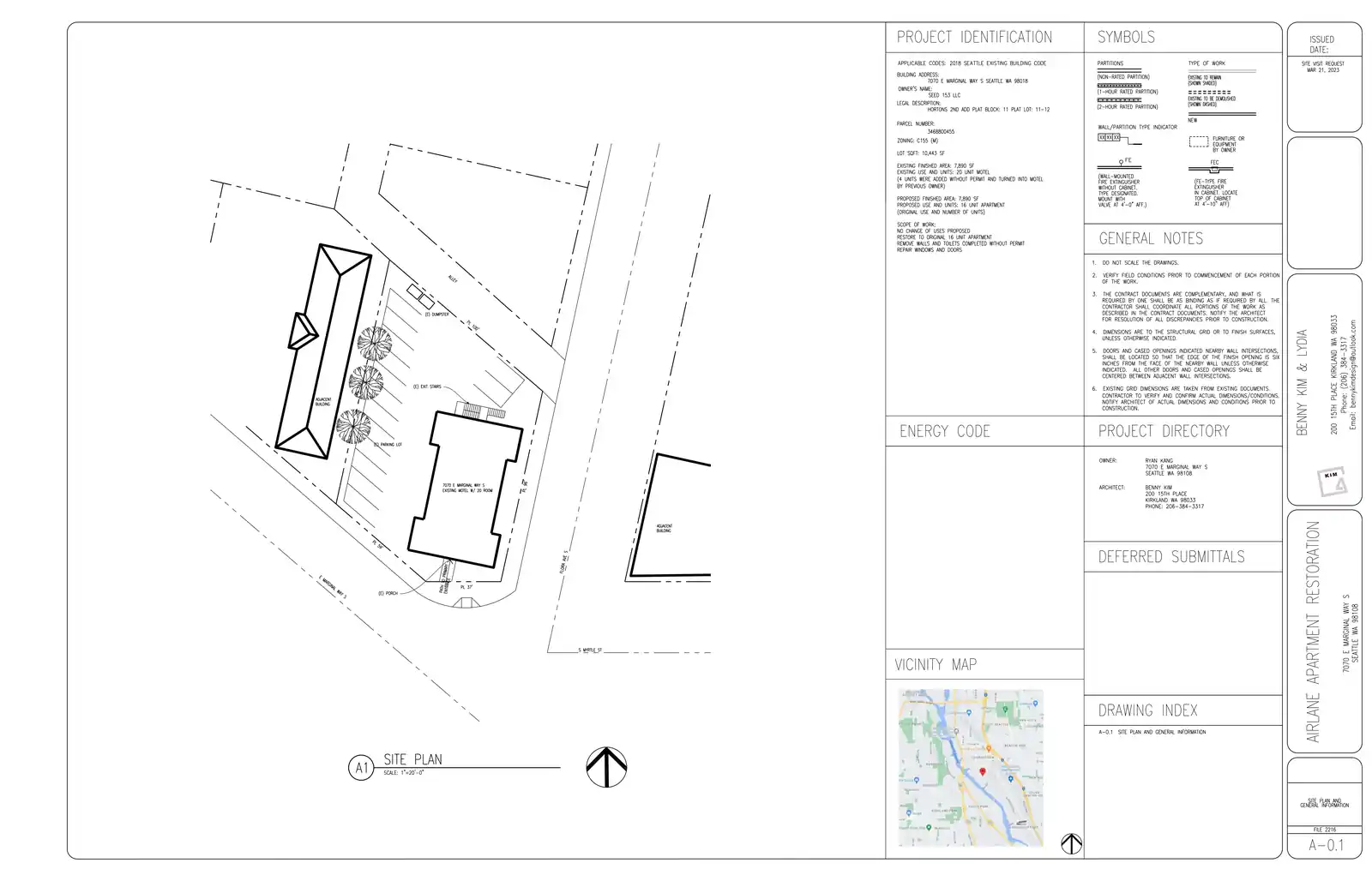 Site plan for 7070 East Marginal Way S