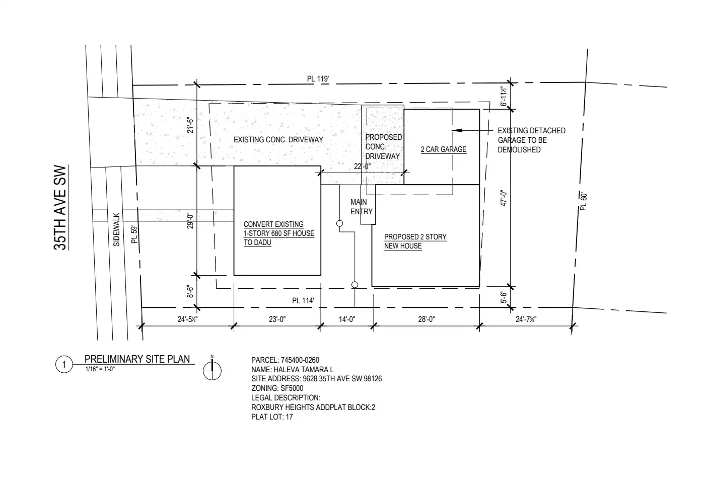 Site plan for 9628 35th Ave SW