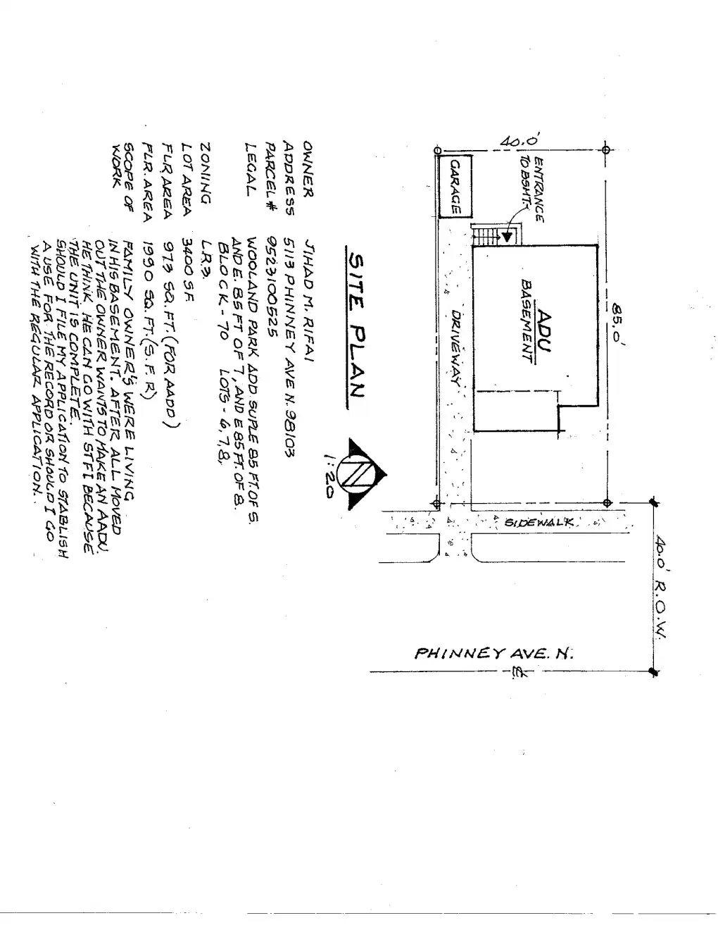 Site plan for 5113 Phinney Ave N