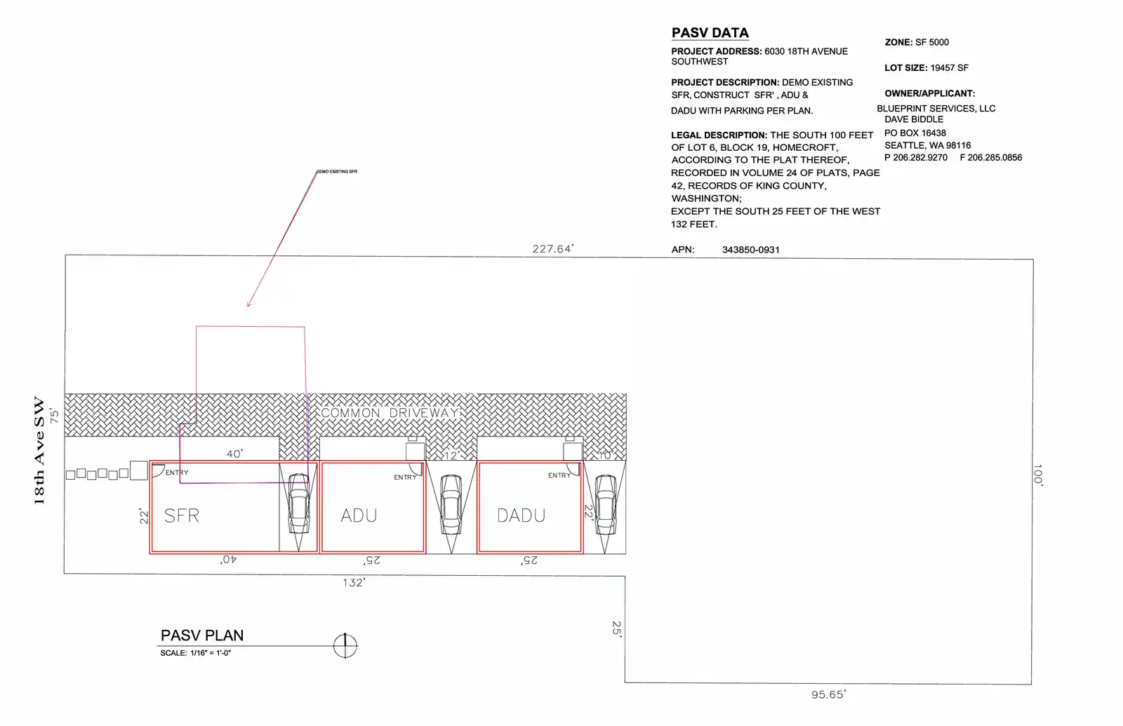 Site plan for 6030 18th Ave SW