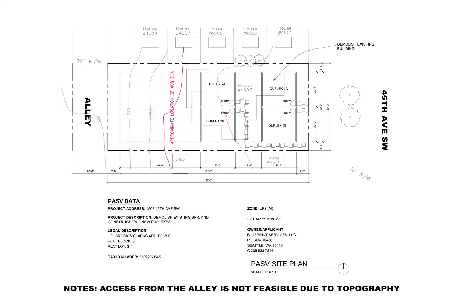 Site plan for 4507 45th Ave SW