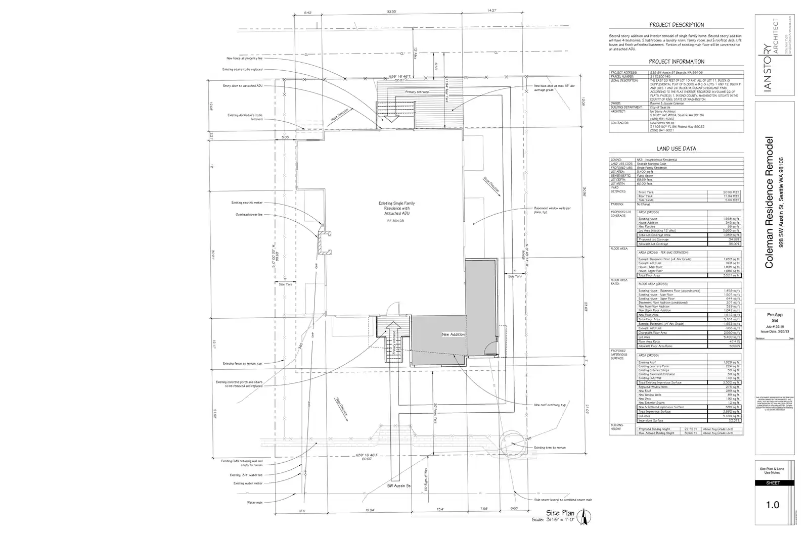 Site plan for 928 SW Austin St